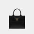 Mini Prada Symbole leather bag with stitching, Black, Front