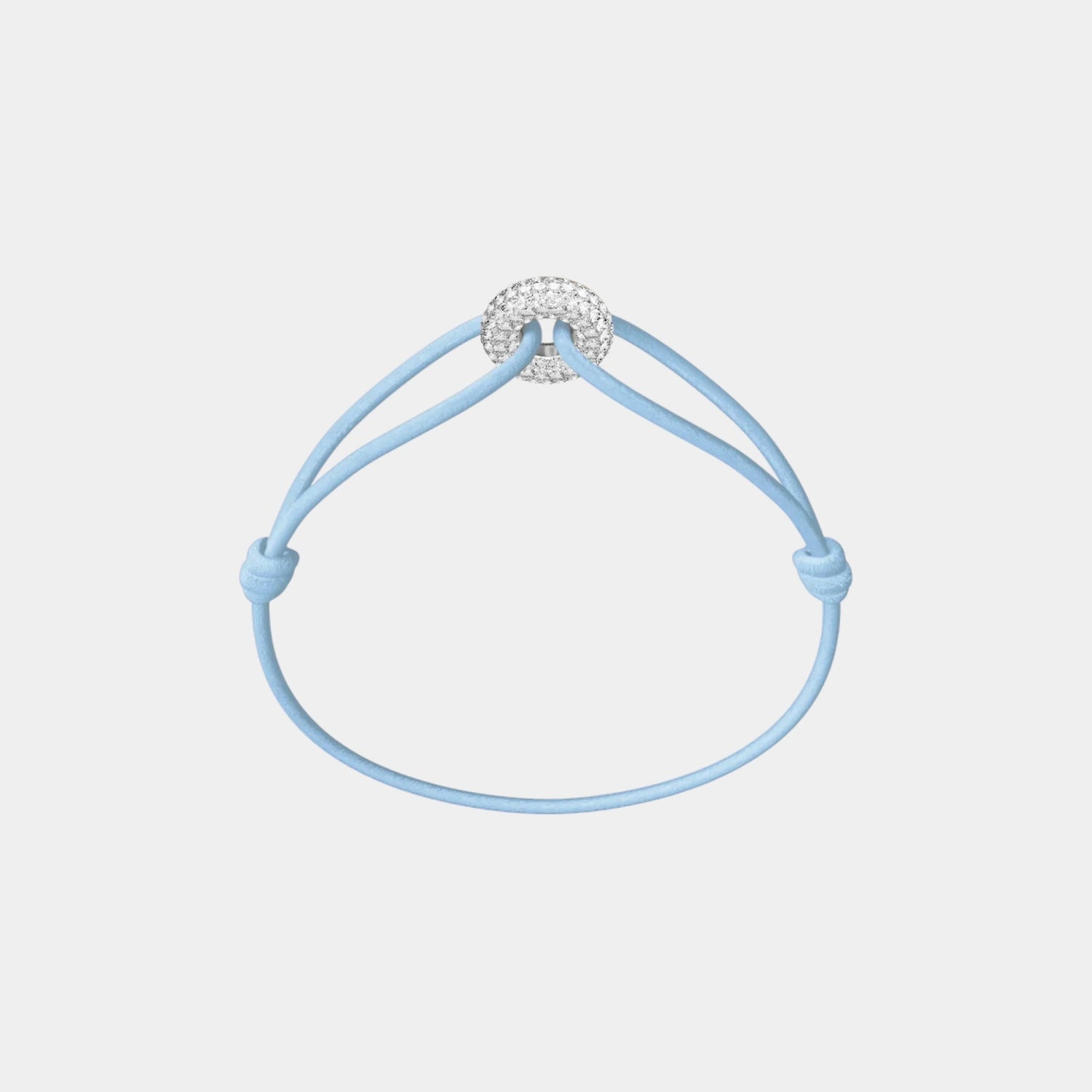 Wecord Mini Silver Soho Pave Cord Bracelet, Light Blue