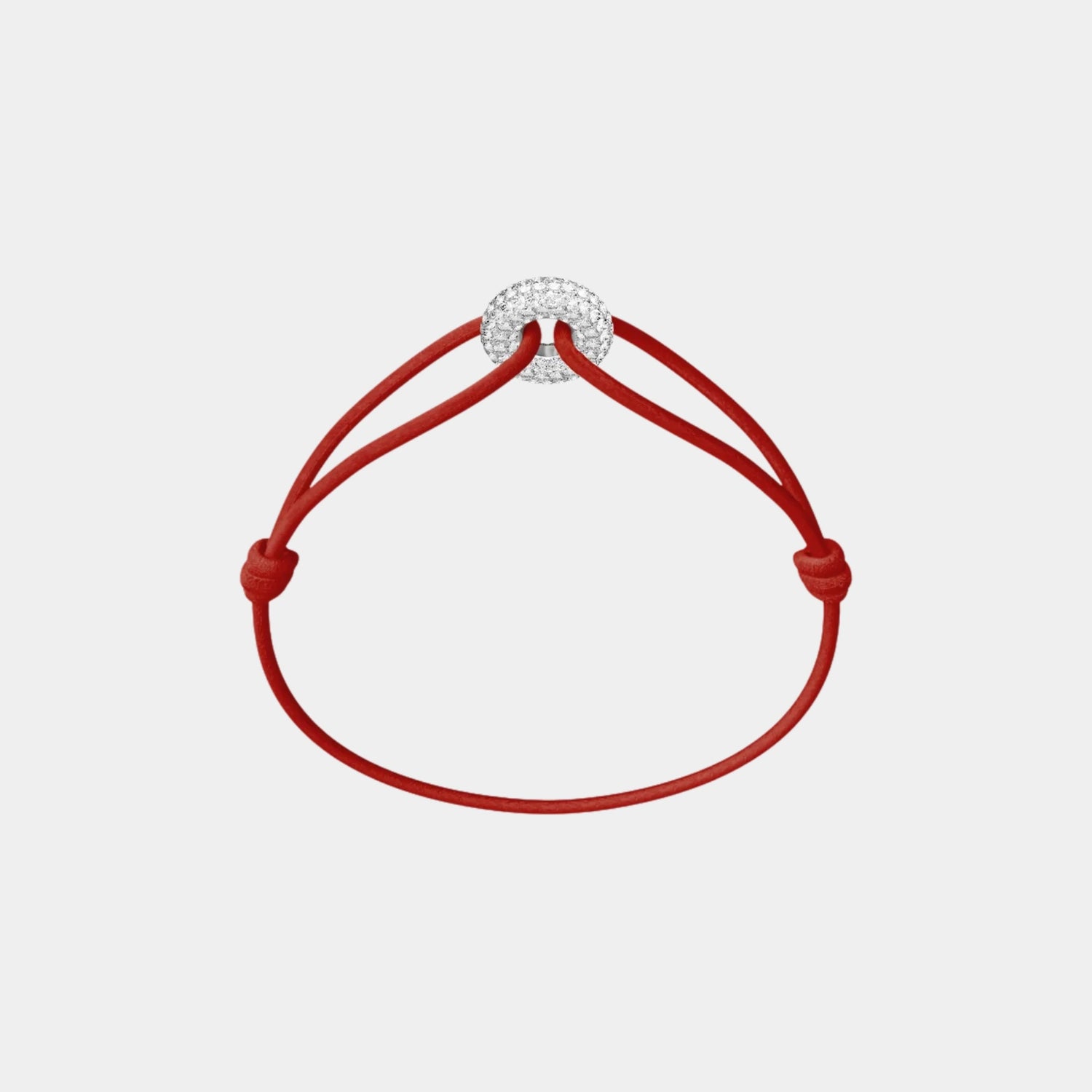 Wecord Mini Silver Soho Pave Cord Bracelet, Red