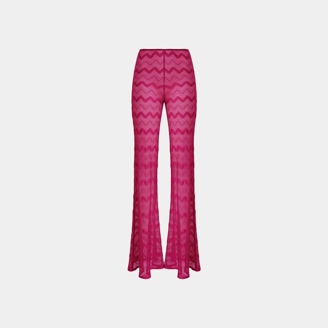 Missoni Flare Cover Up Trousers In Zigzag Lame Viscose, Purple, Front