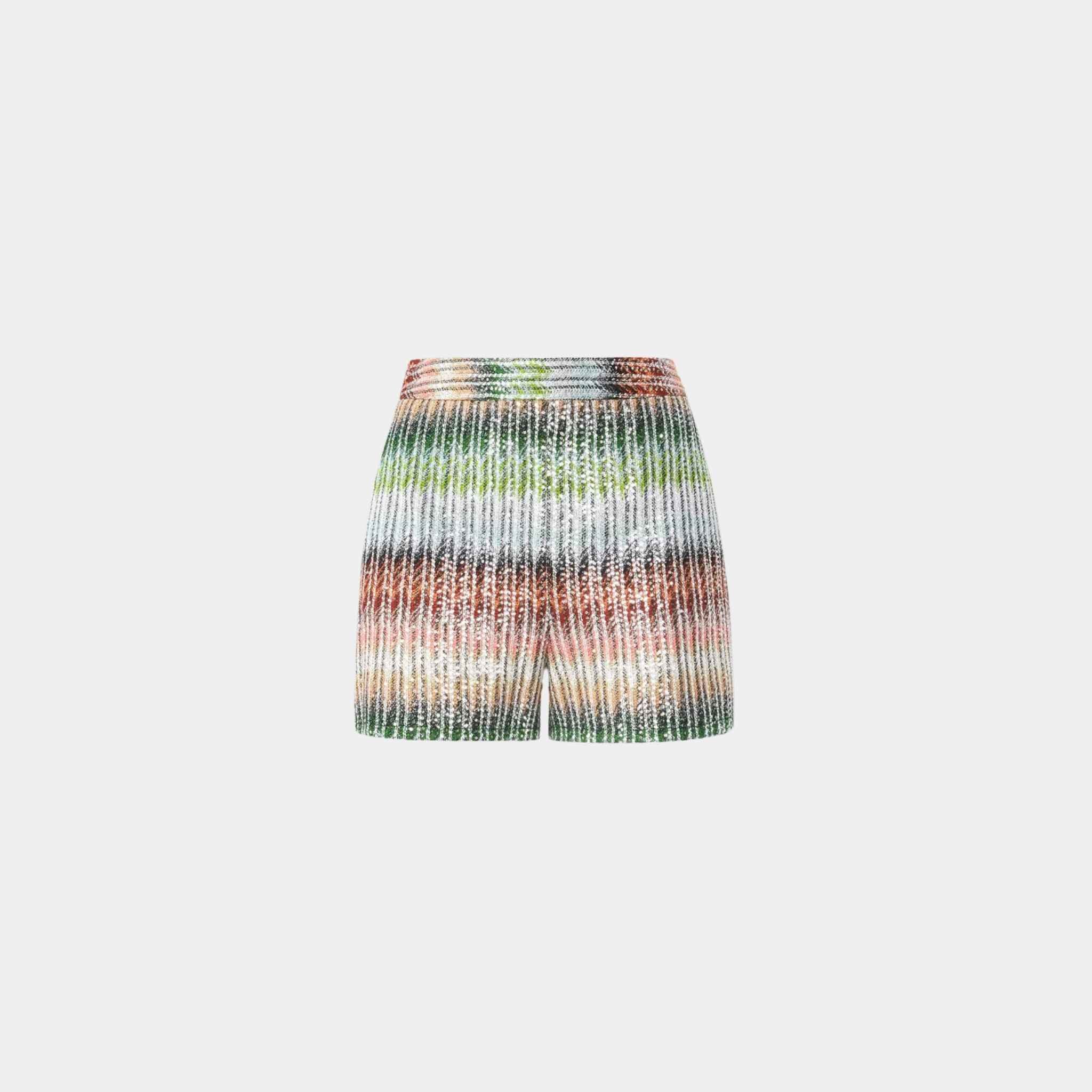 Missoni Gradient Zigzag Knit Shorts With Sequins, Front