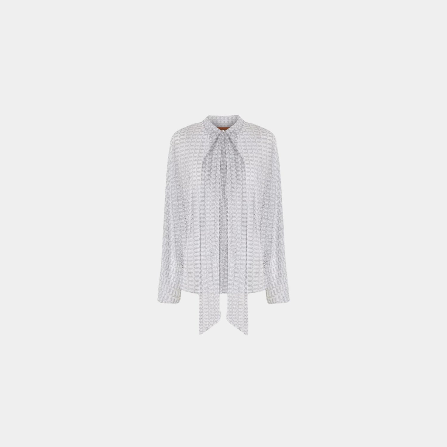 Missoni Lame Viscose Lace Blouse With Sash Collar, Front