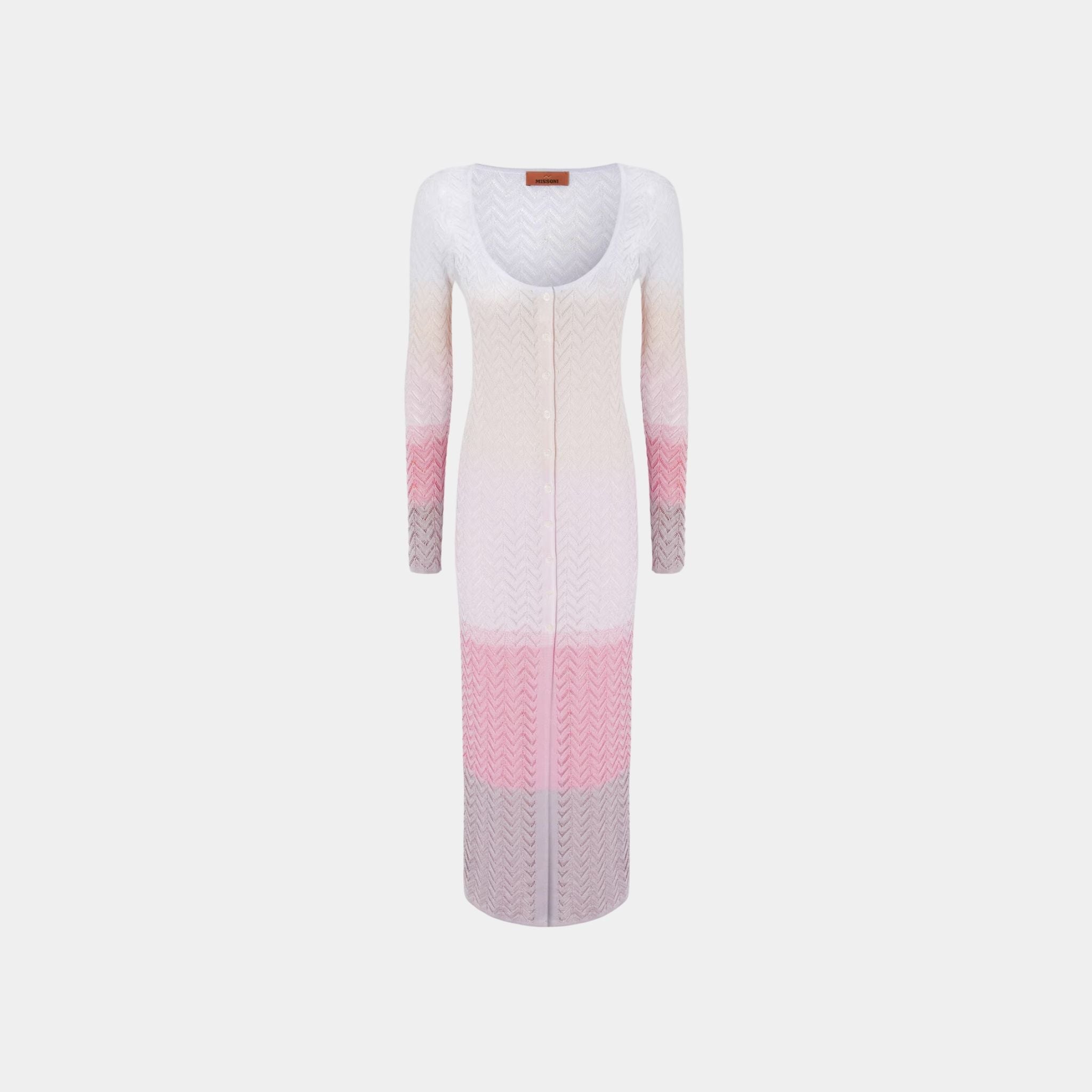 Missoni Long Cardigan In Gradient Chevron Viscose, Front