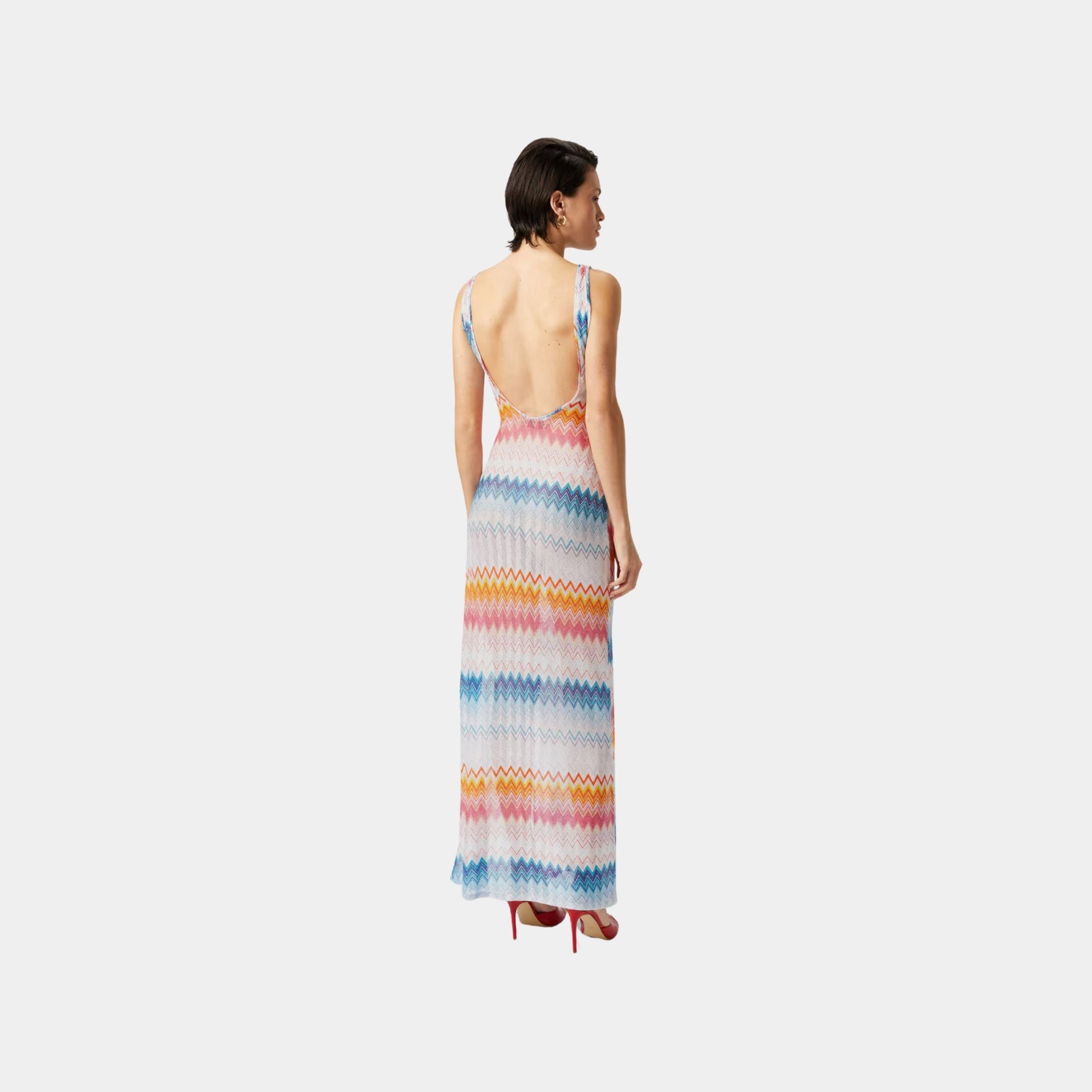 Missoni Long Cover Up In Viscose Zigzag Lame, Back