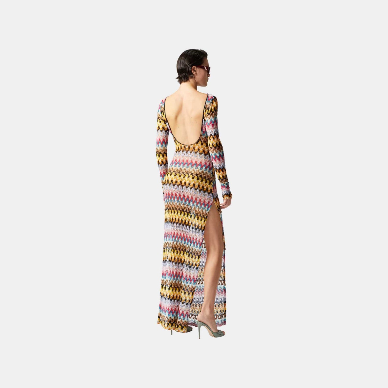 Missoni Long Dress In Lame Viscose Lace With Open Back, Model, Back