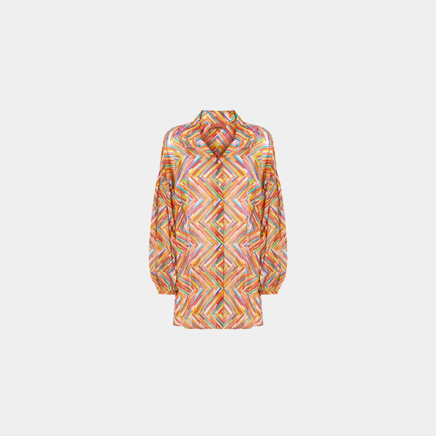 Missoni Oversized Shirt In Printed Cotton And Silk Blend, Front