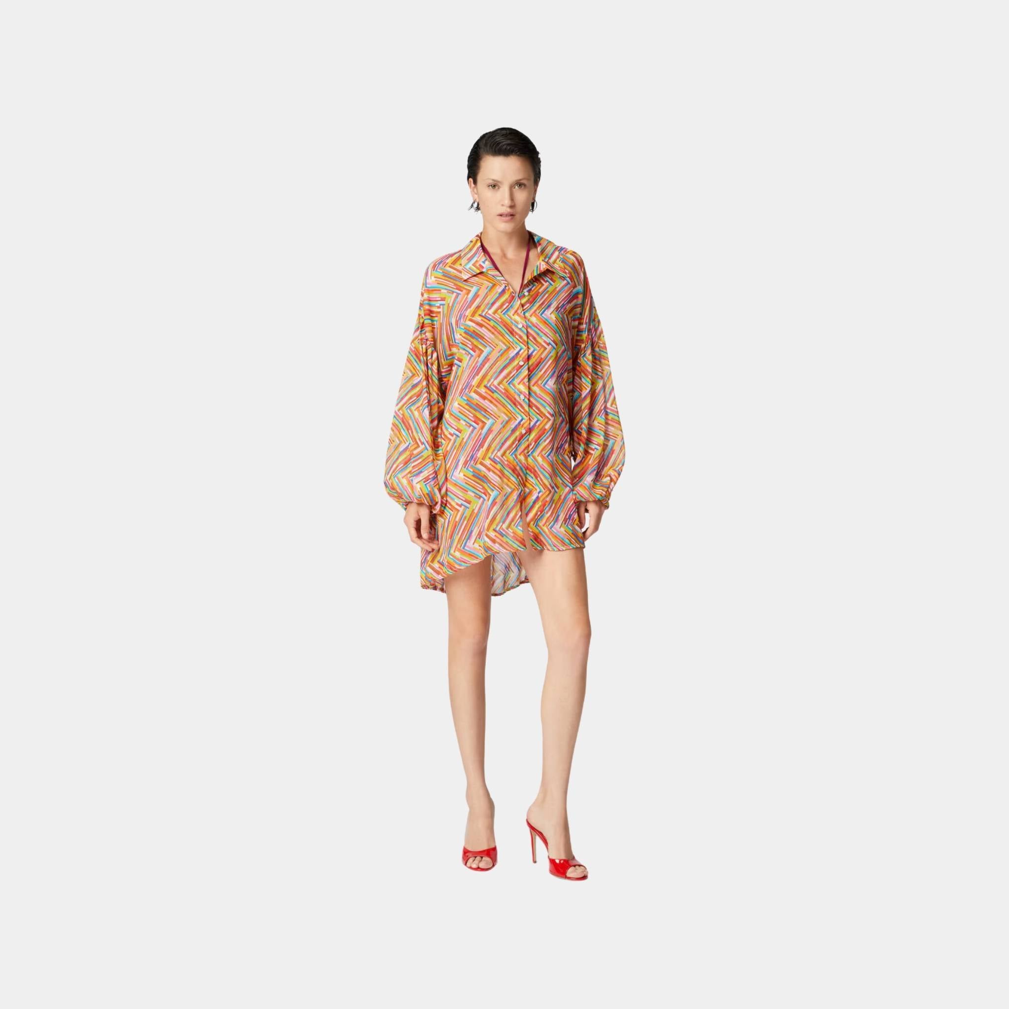 Missoni Oversized Shirt In Printed Cotton And Silk Blend, Model