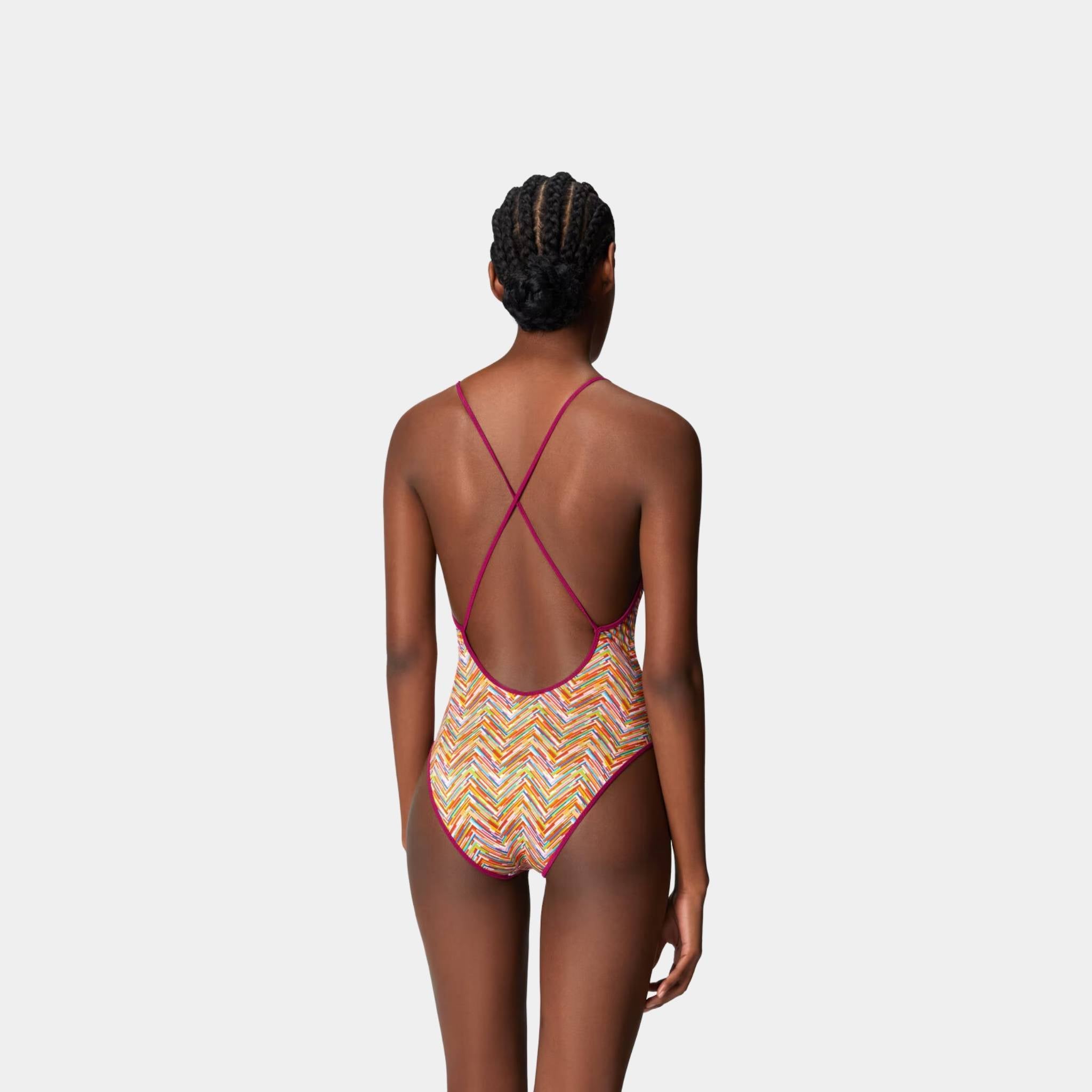 Missoni Reversible One Piece Swimsuit With Print And V Neck, Back