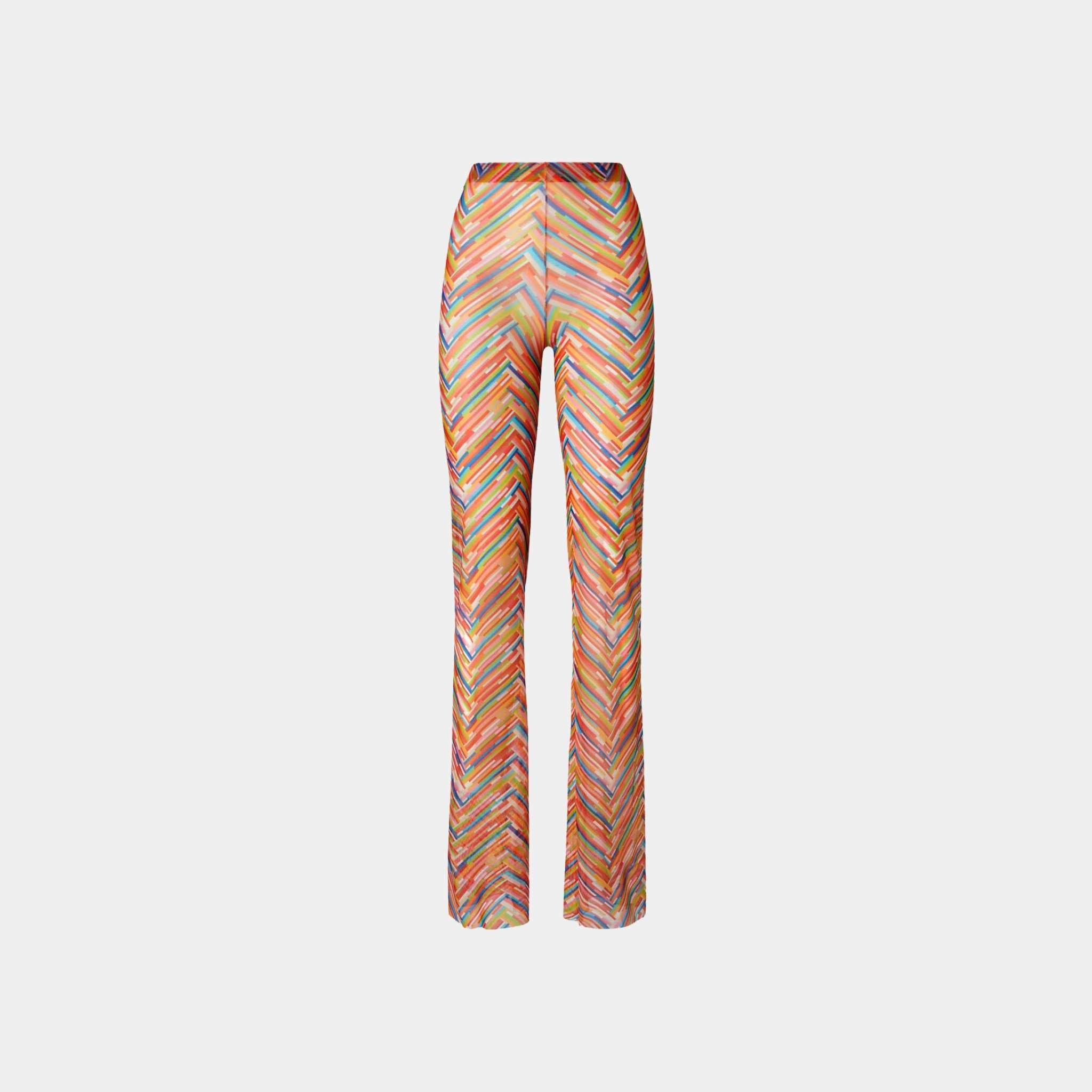 Missoni Straight Trousers In Printed Tulle, Multicolor, Front