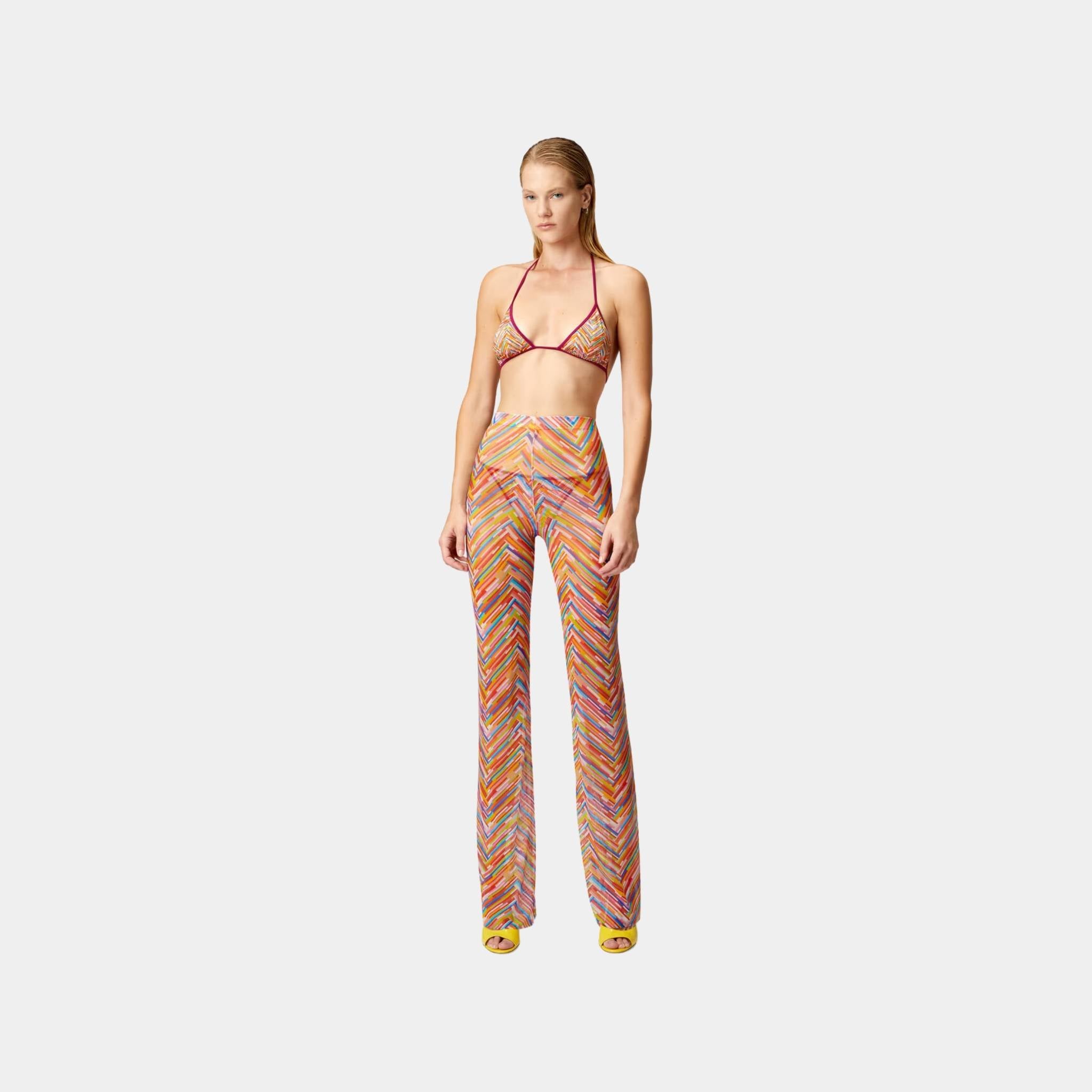 Missoni Straight Trousers In Printed Tulle, Multicolor, Model