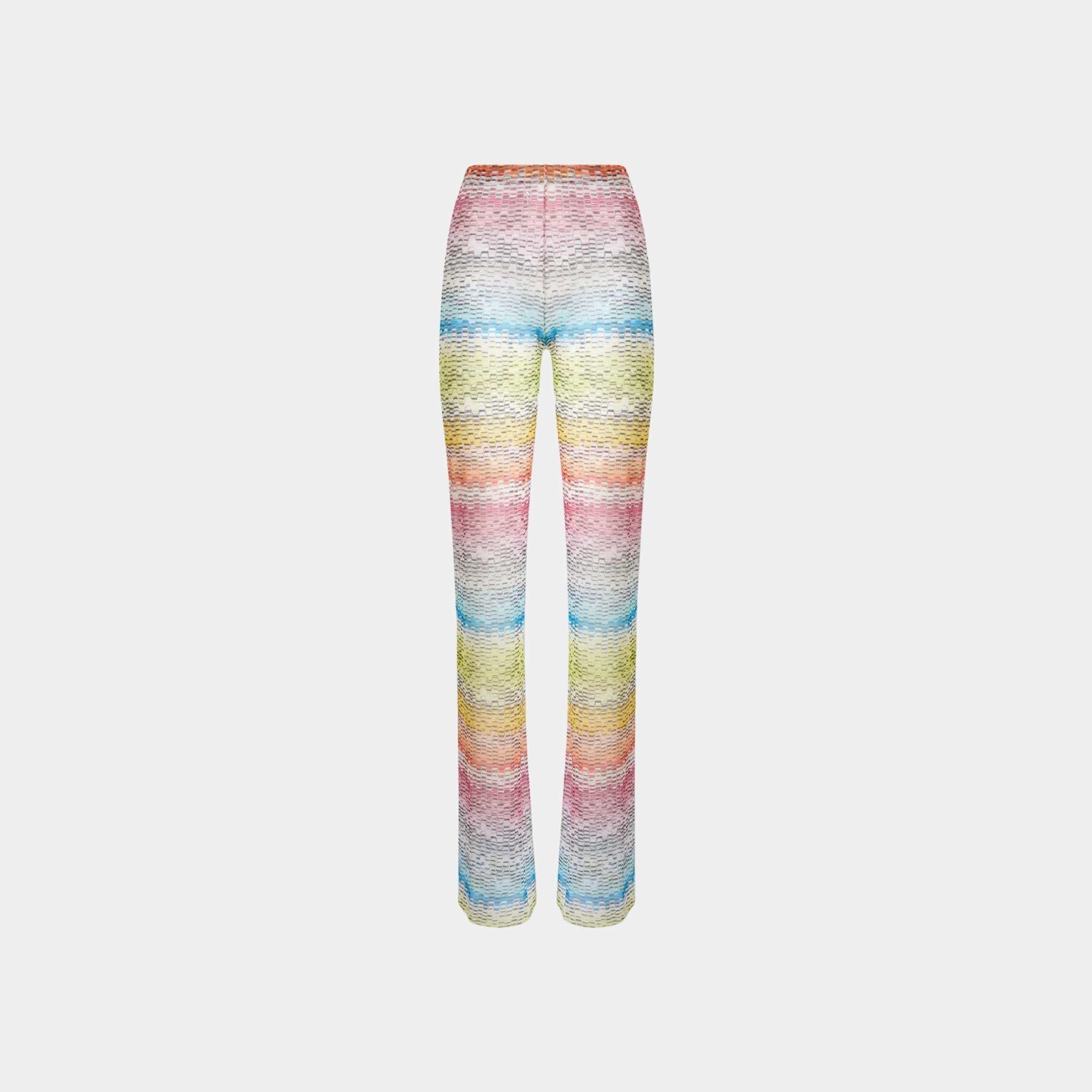 Missoni Straight Trousers In Printed Tulle, White, Front