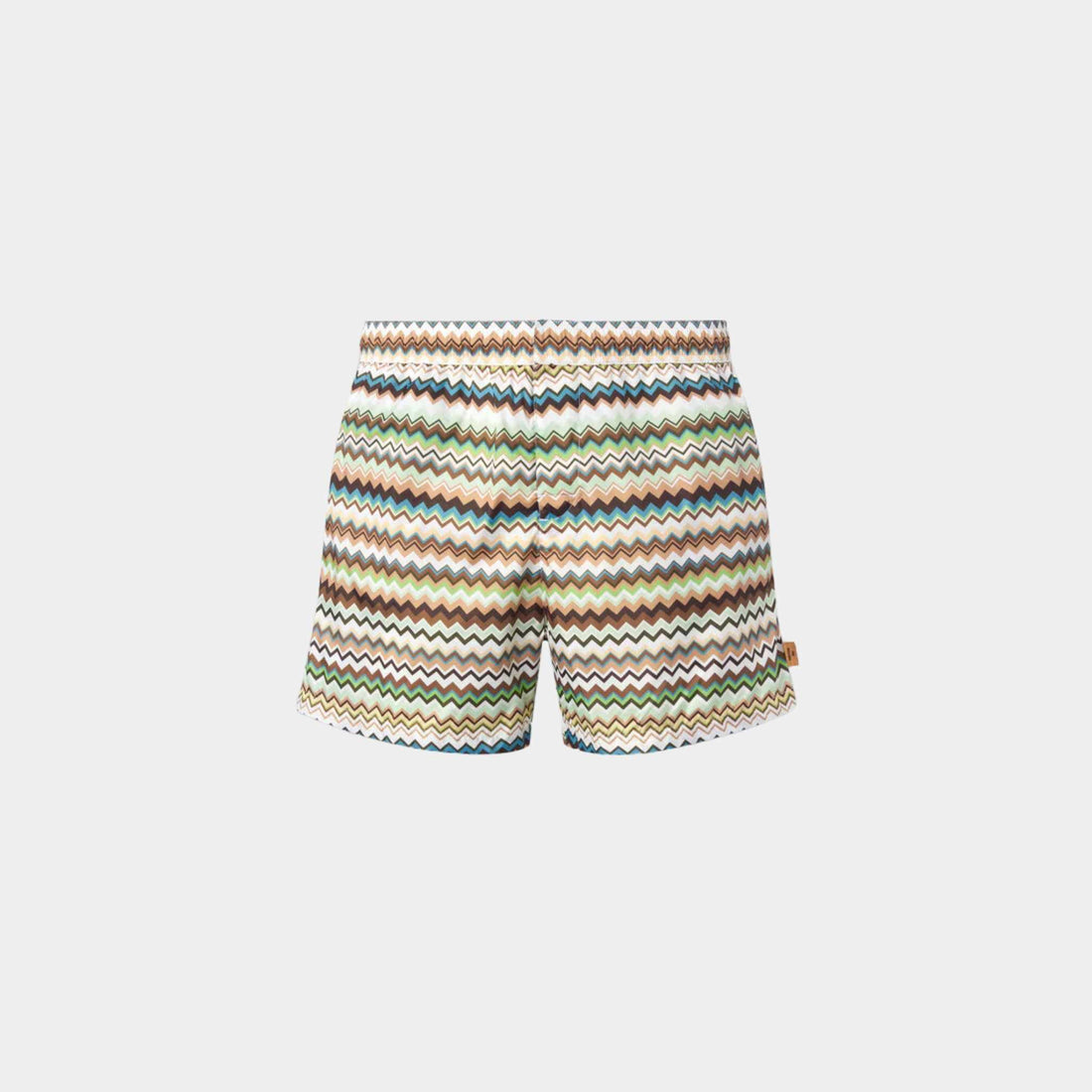 Missoni Swimming Trunks In Zigzag Print Nylon, Beige, Front