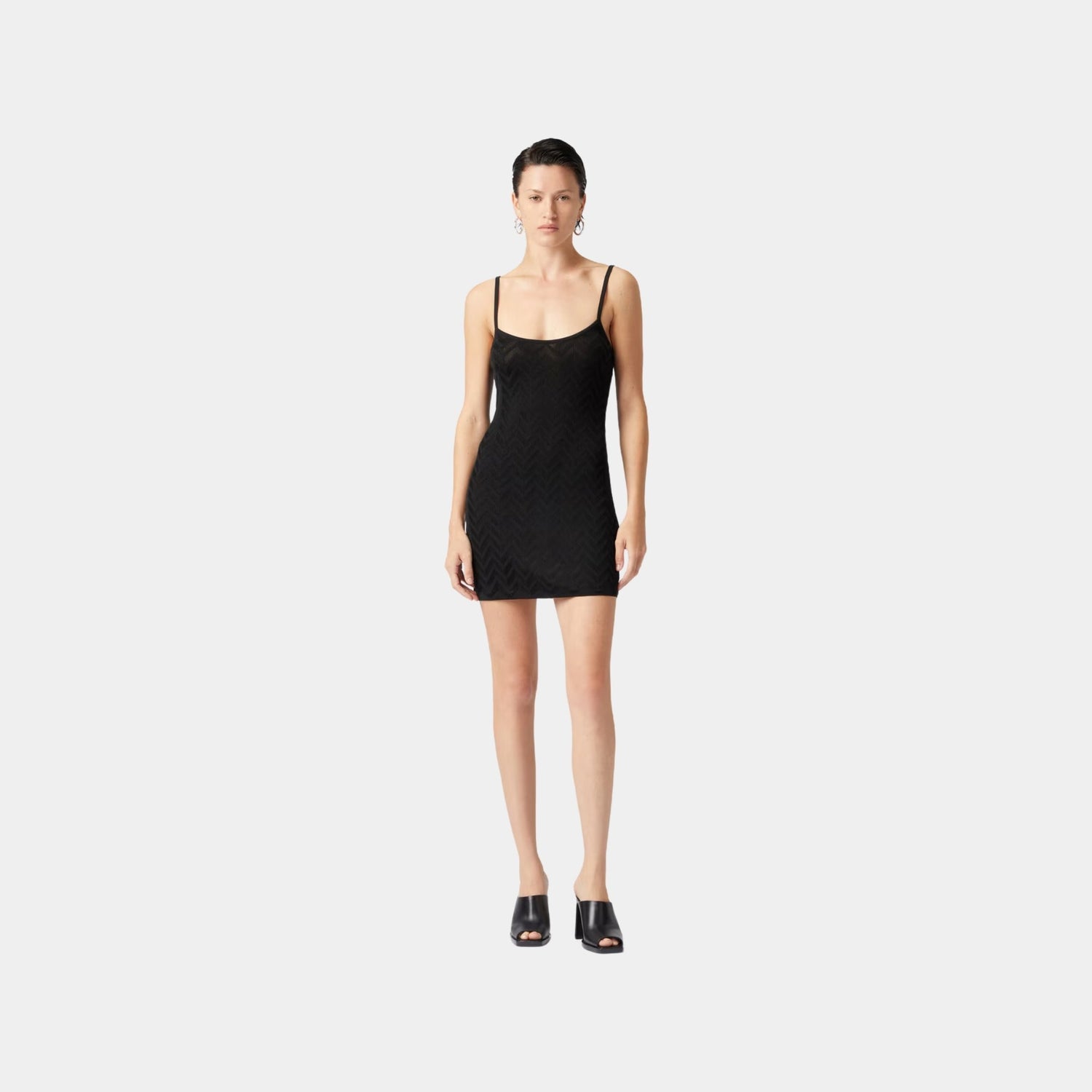 Missoni Tonal Chevron Sleeveless Mini Dress, Black, Model