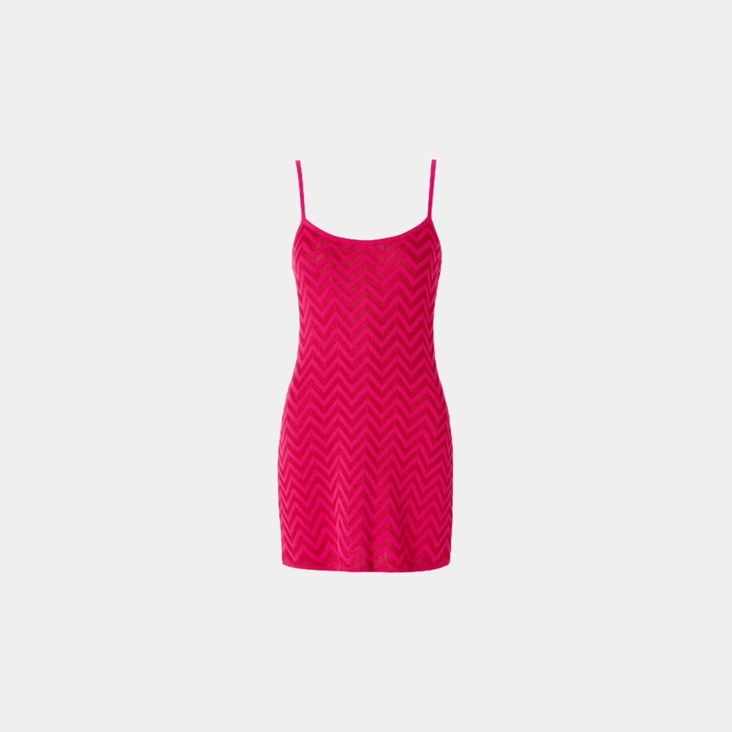 Missoni Tonal Chevron Sleeveless Mini Dress, Magenta Red, Front