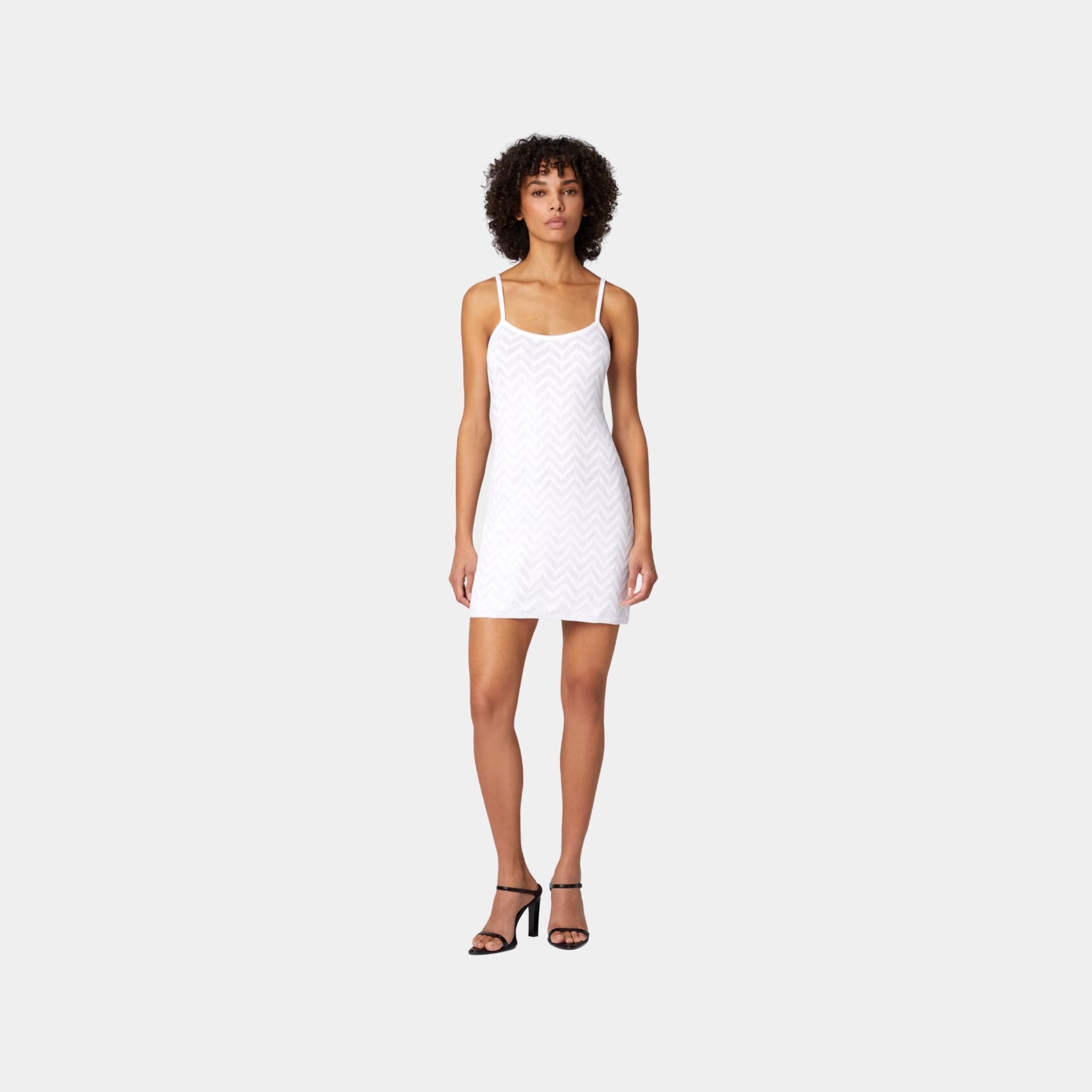 Missoni Tonal Chevron Sleeveless Mini Dress, White, Model