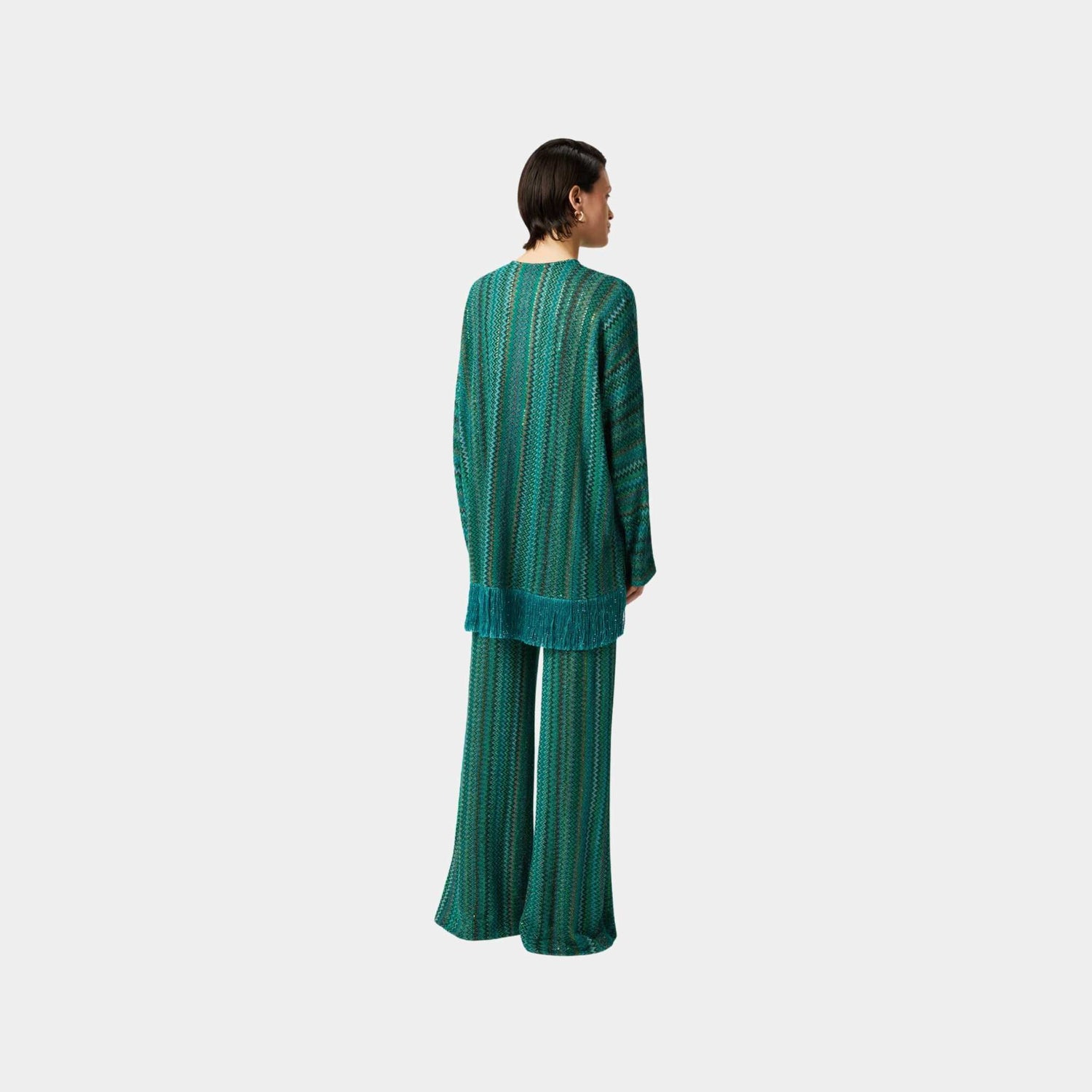 Missoni Zigzag Long Sleeved Blouse With Sequins And Fringes, Back