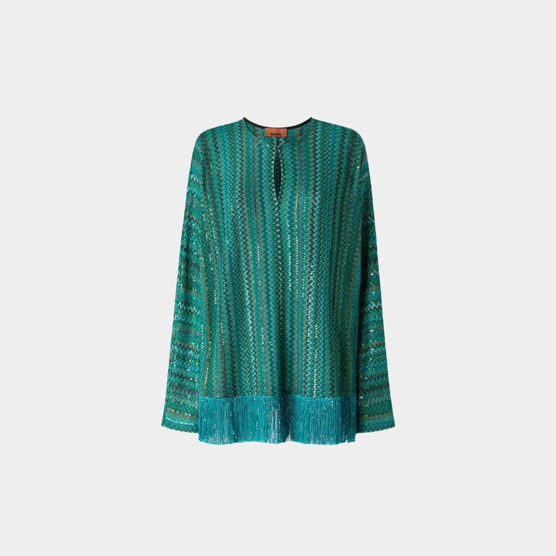 Missoni Zigzag Long Sleeved Blouse With Sequins And Fringes, Front