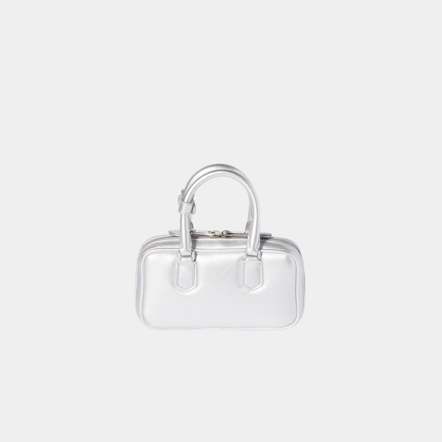 Miu Miu Arcadie Laminated Nappa Leather Mini Bag, Silver, Back