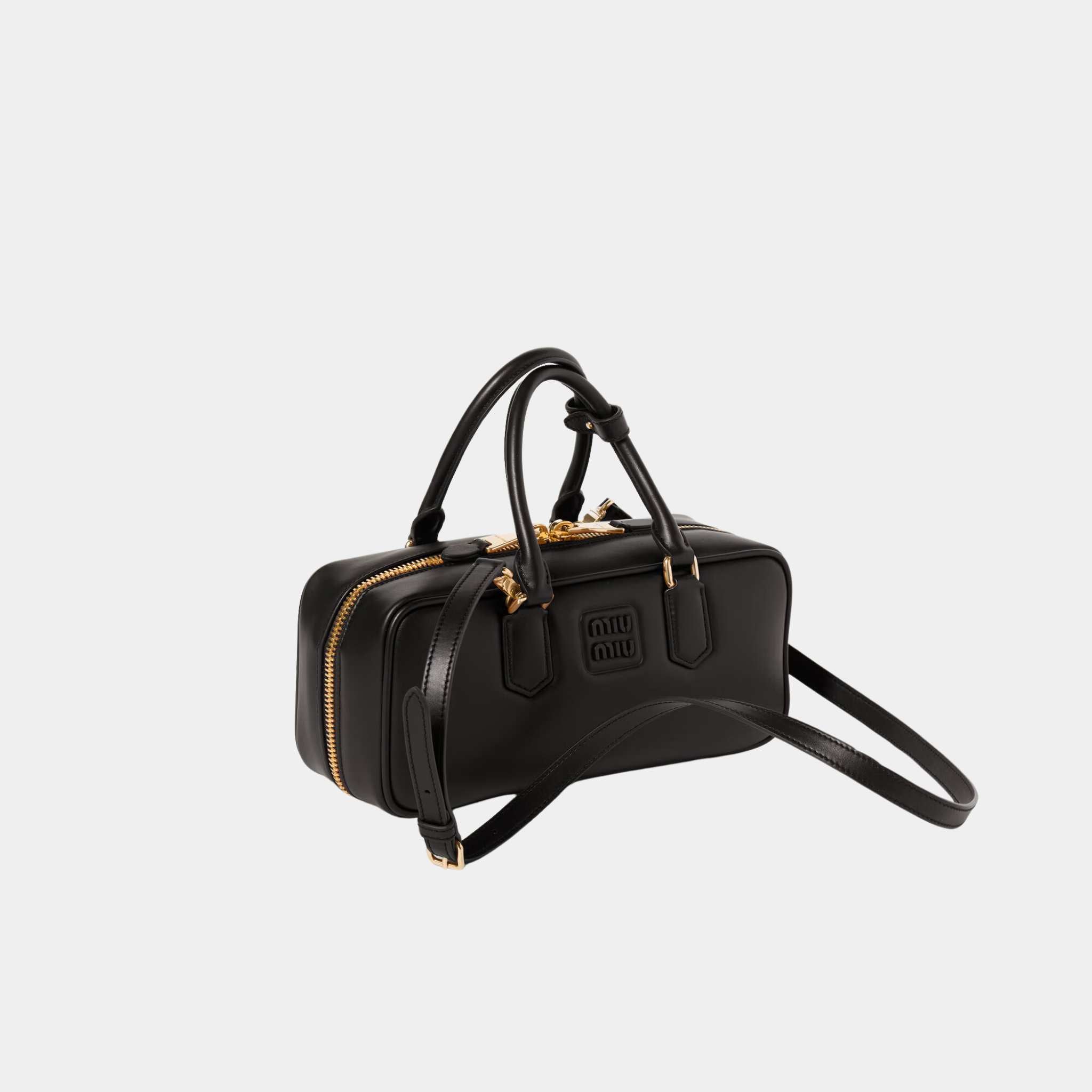 Miu Miu Arcadie Leather Bag, Black, Side