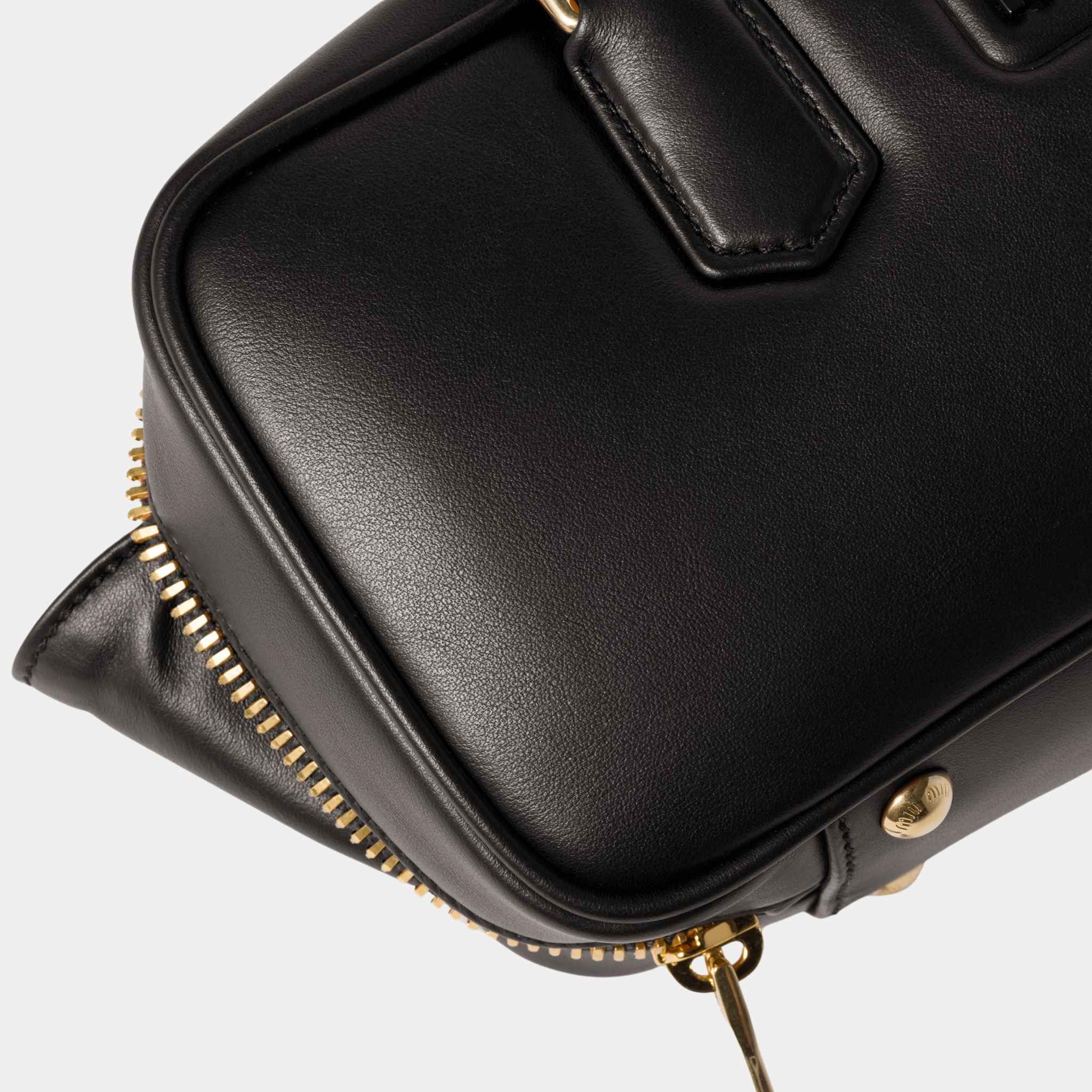 Miu Miu Arcadie Leather Bag, Black, Close Up View