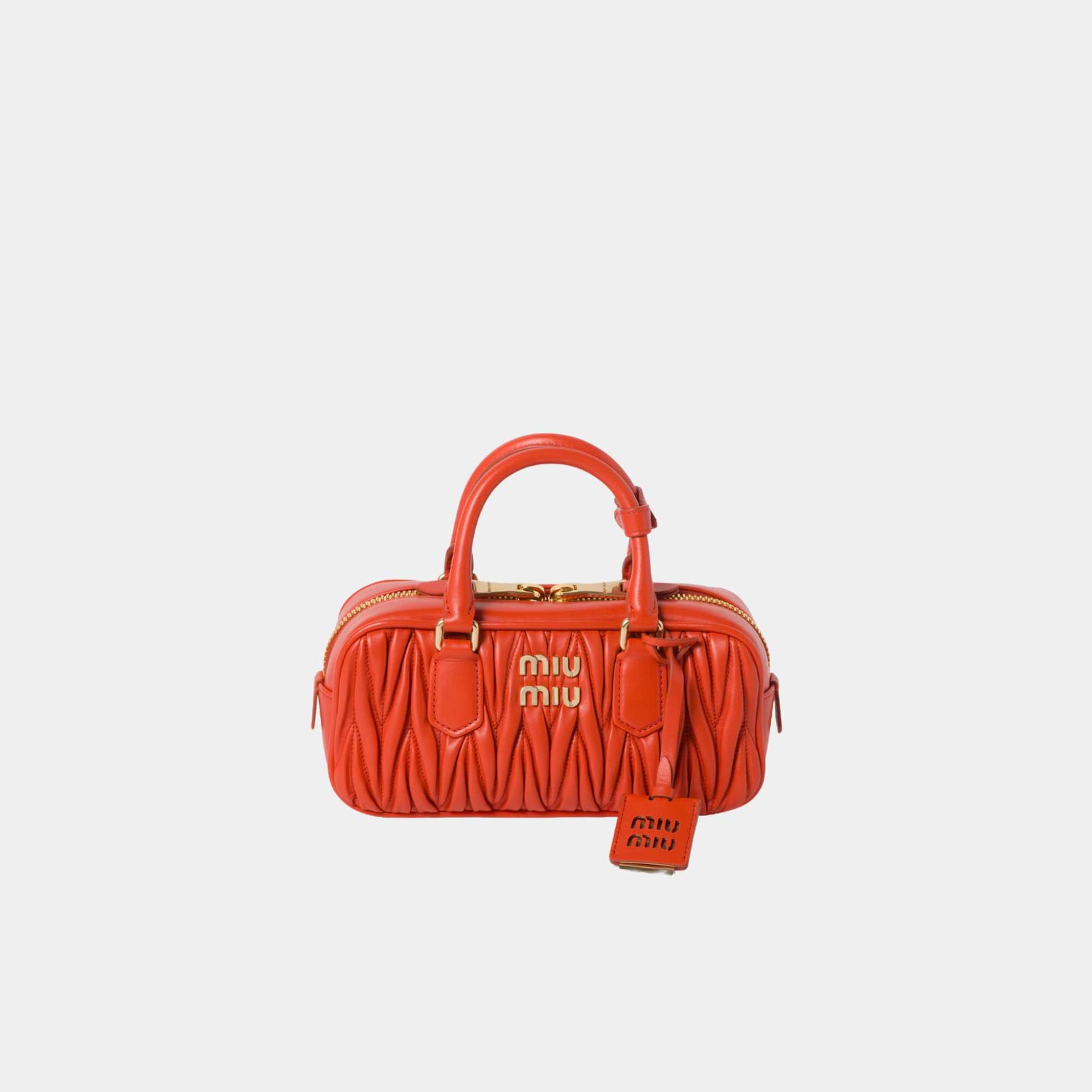 Miu Miu Arcadie Matelassé Nappa Leather Bag, Orange , Front 