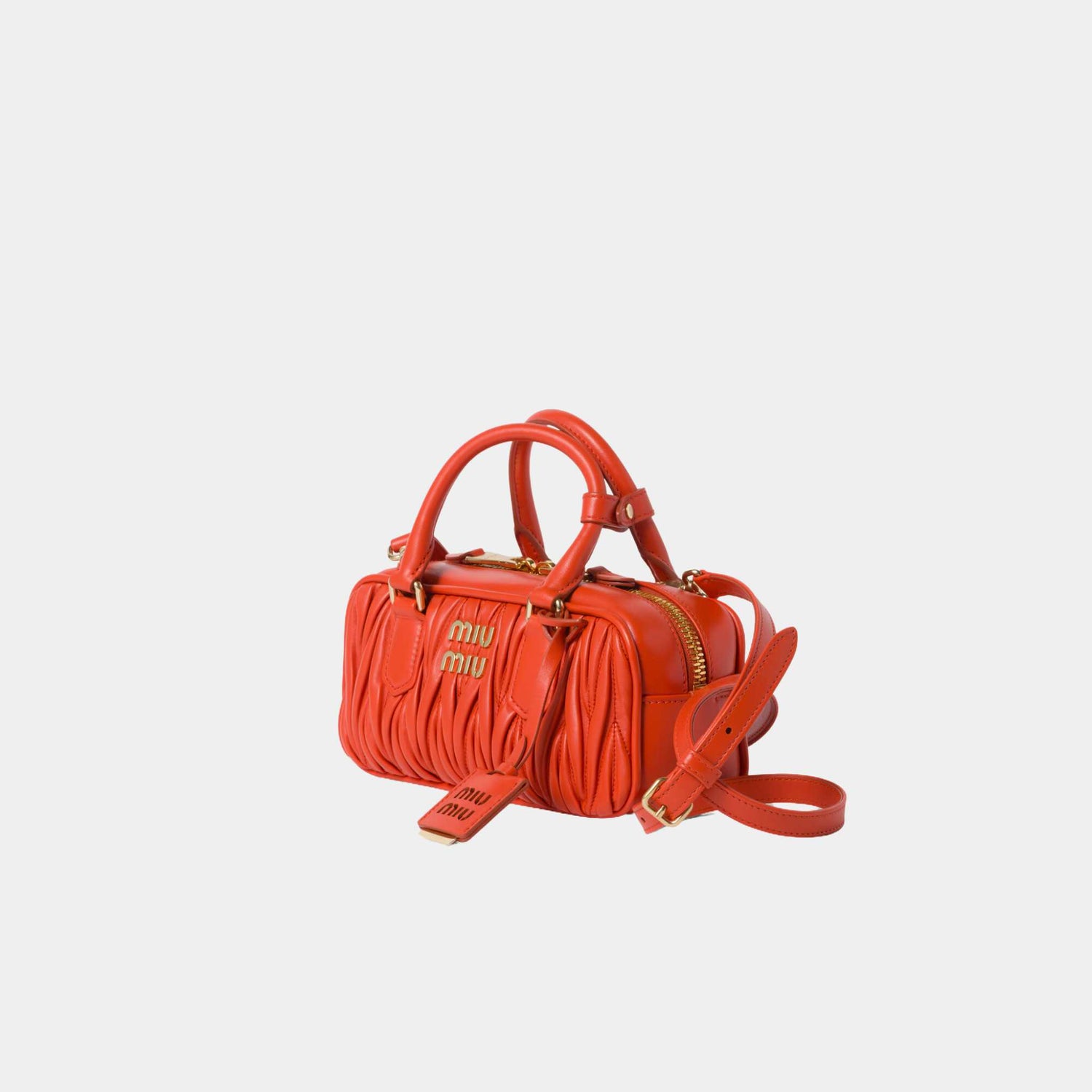 Mui Mui Arcadie Matelassé Nappa Leather Bag, Orange, Side