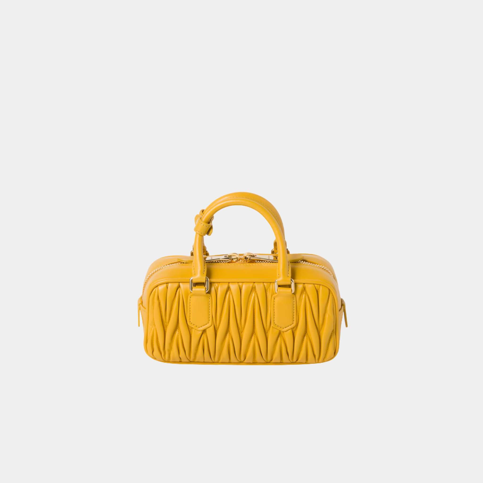 Mui Mui Arcadie Matelassé Nappa Leather Bag Sunny Yellow , Rear