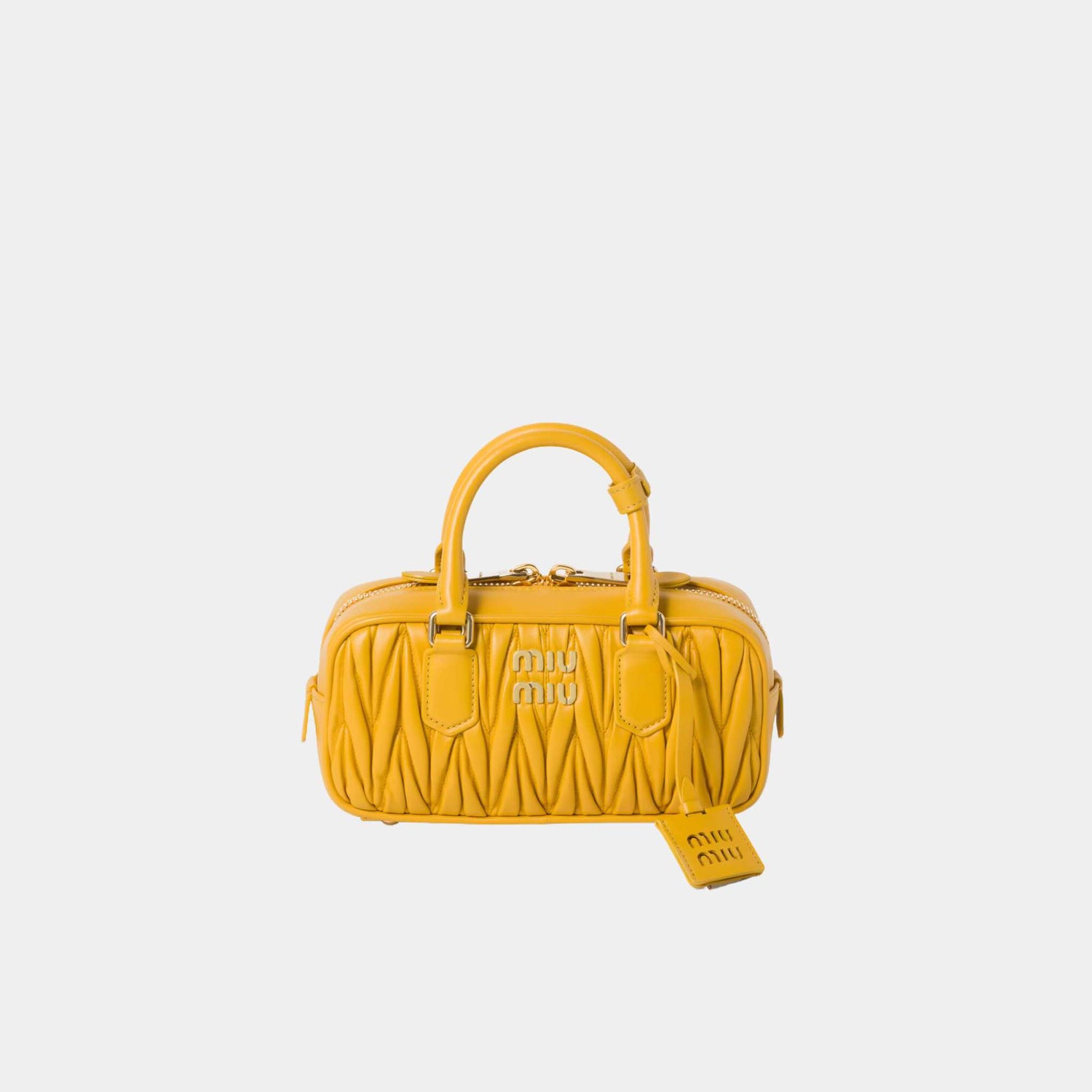 Mui Mui Arcadie Matelassé Nappa Leather Bag Sunny Yellow, front