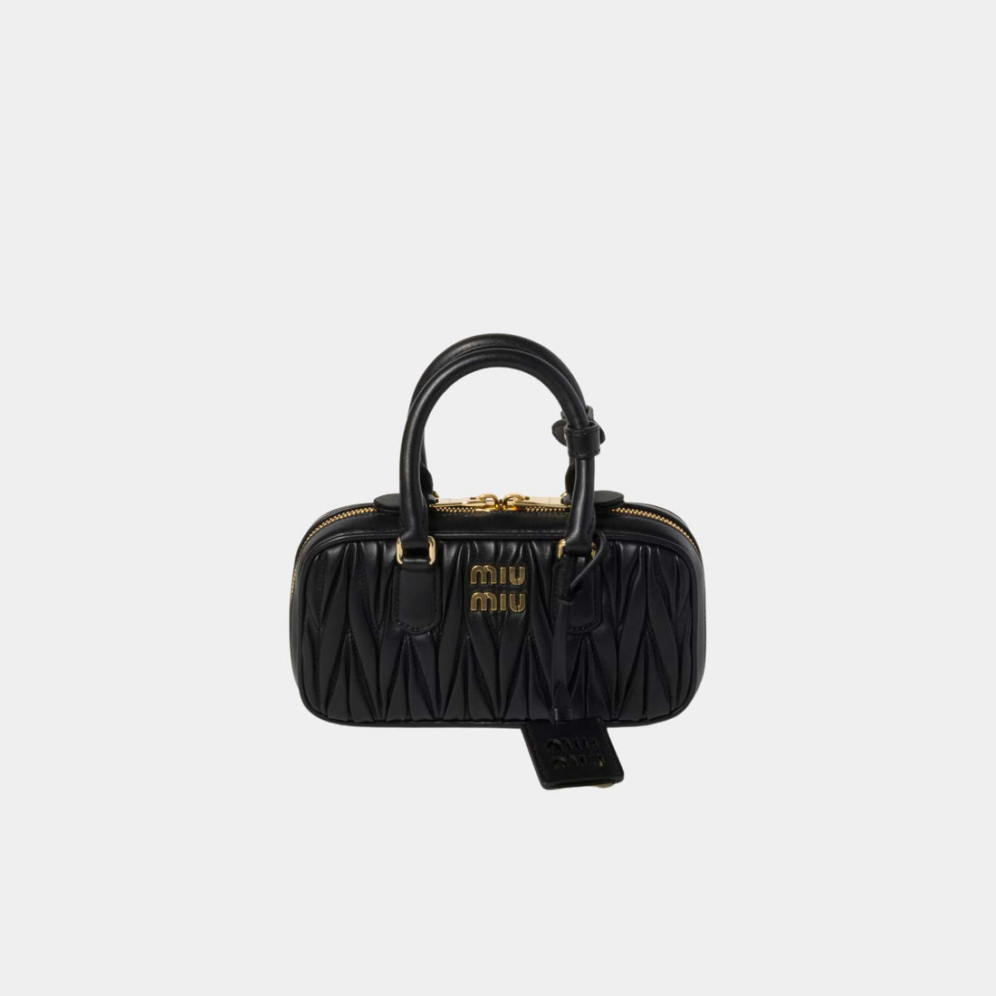 Miu Miu Arcadie Matelassé Nappa Leather Mini Bag Black, Front