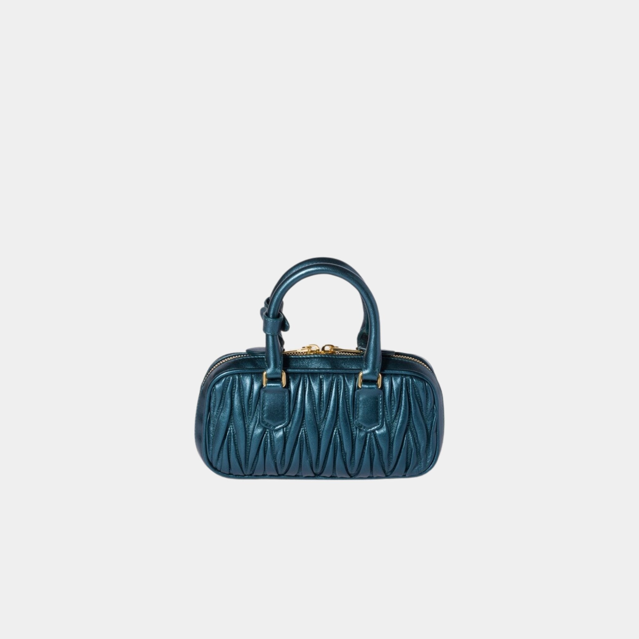 Miu Miu Arcadie Matelassé Nappa Leather Mini Bag, Ocean Blue, Mordore, Back