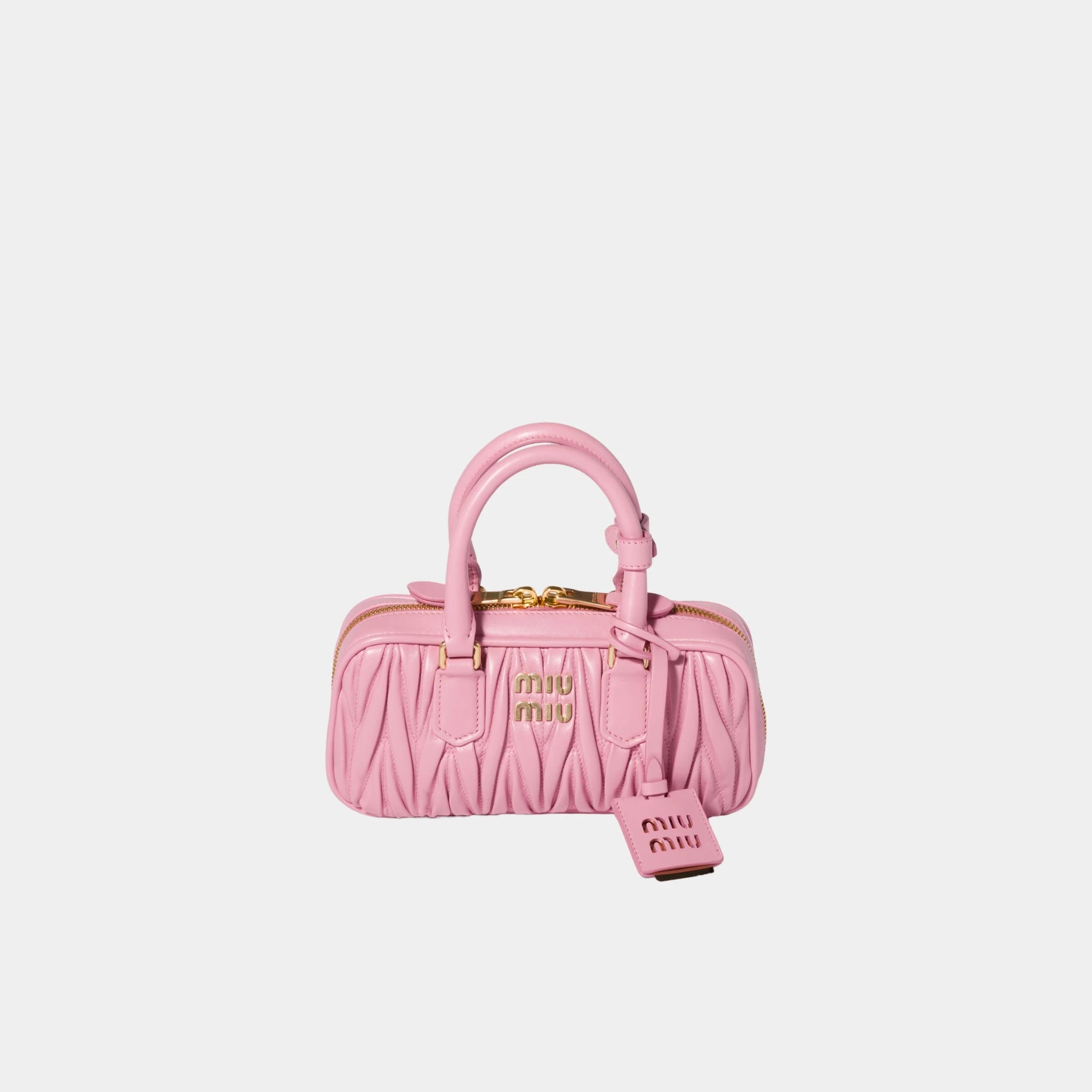 Miu Miu Arcadie Matelasse Nappa Leather Mini Bag, Pink, Front