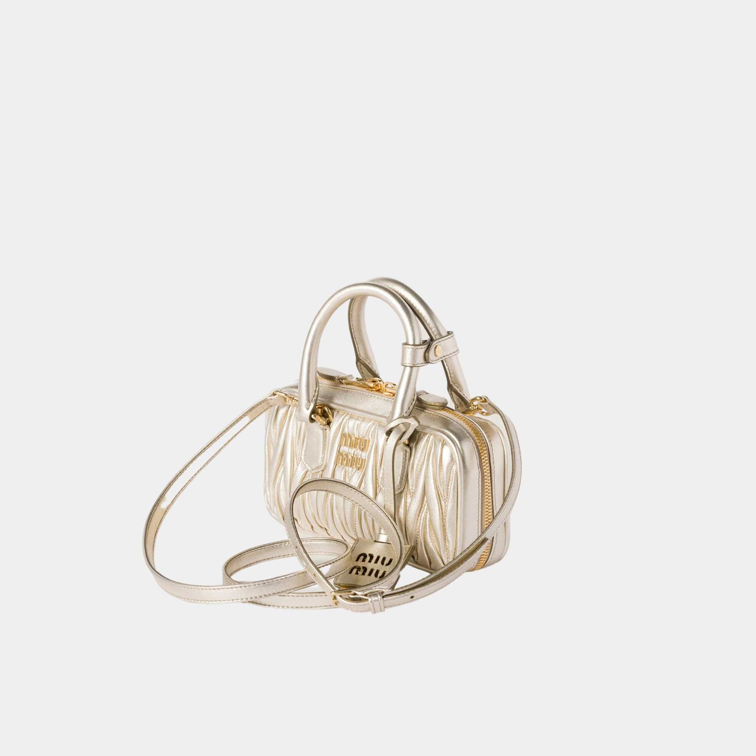 Miu Miu Arcadie Matelassé Nappa Leather Mini Bag Pyrite, Side