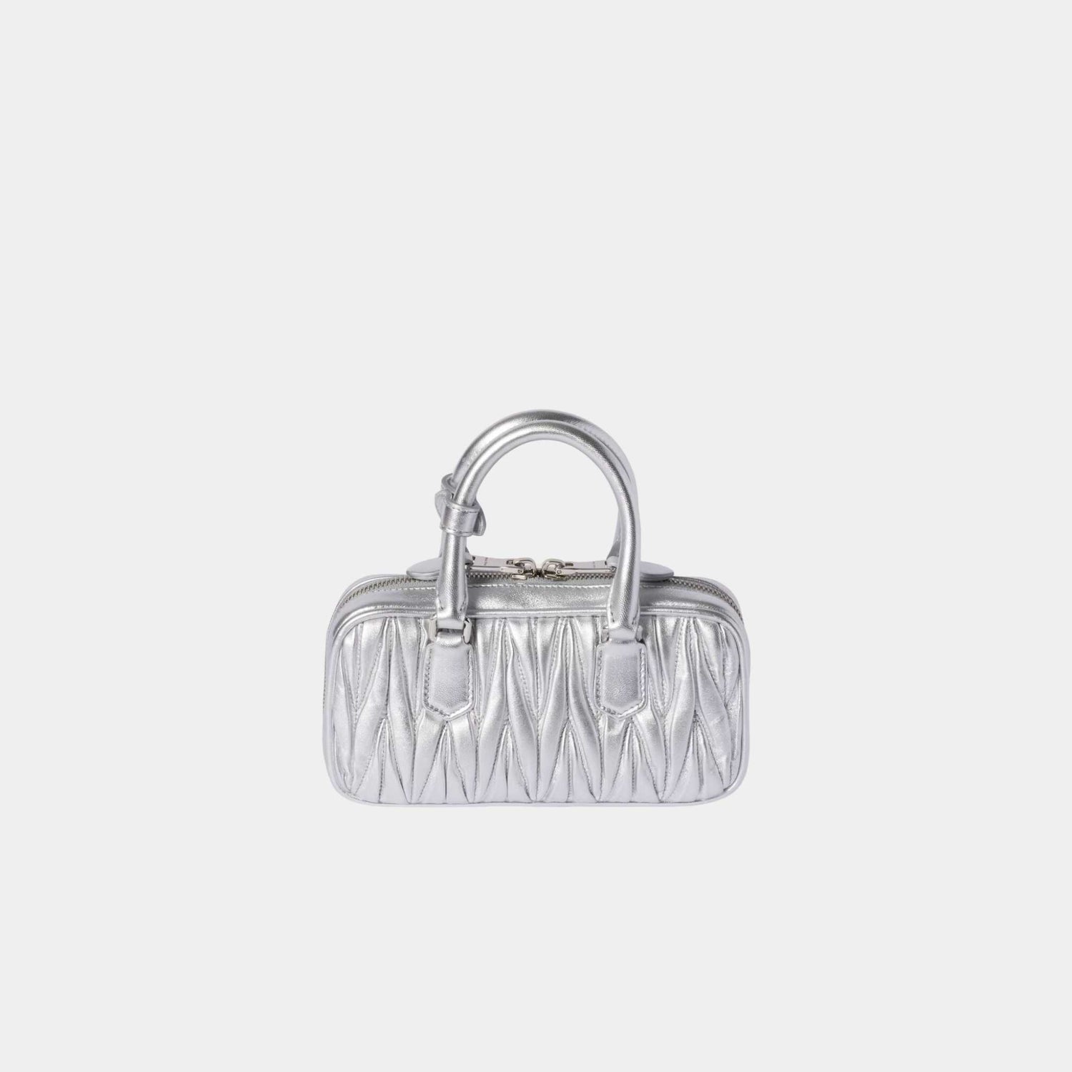 Miu Miu Arcadie Matelassé Nappa Leather Mini Bag Sliver, Back