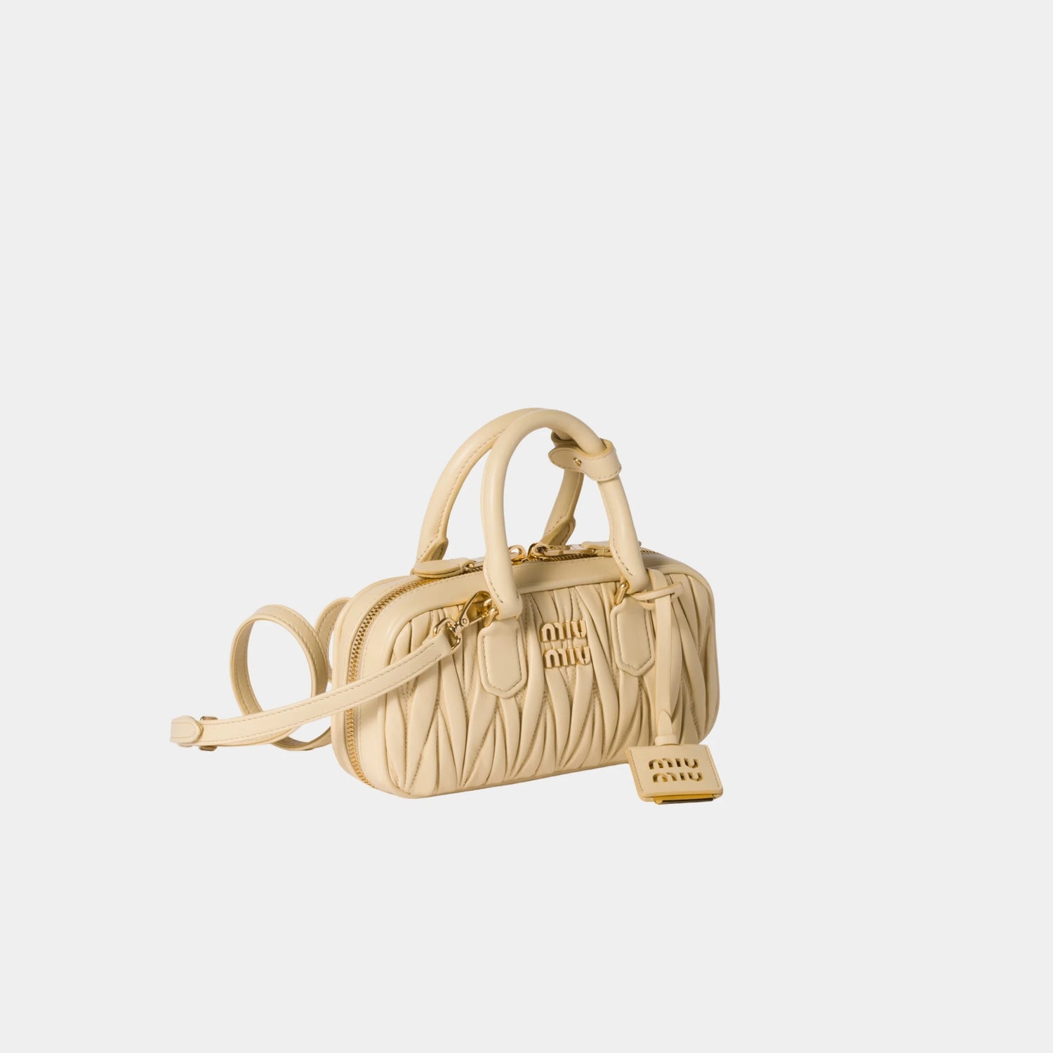 Miu Miu Arcadie Matelasse Nappa Leather Mini Bag, Soy Green, Side