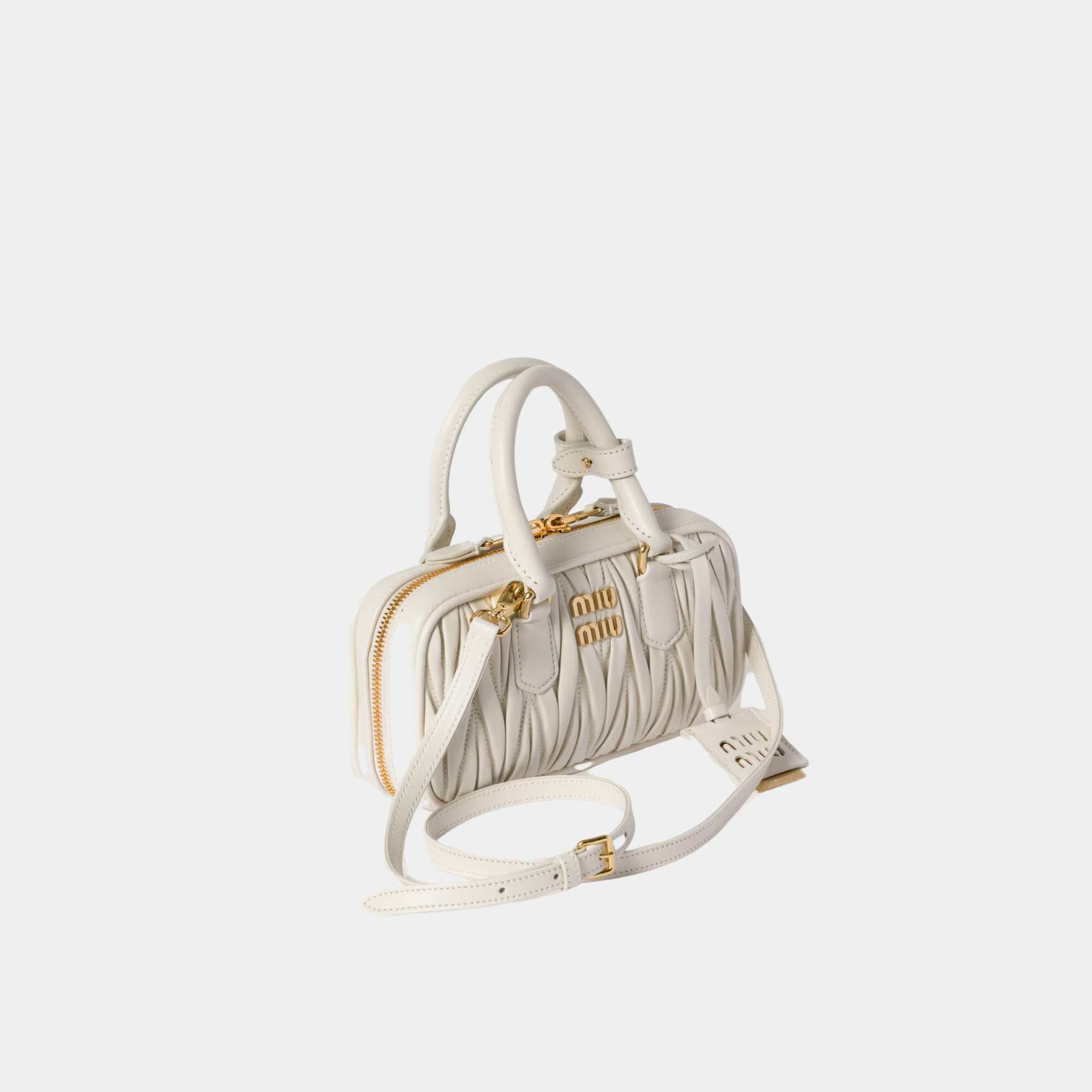 Miu Miu Arcadie Matelassé Nappa Leather Mini Bag White, Side