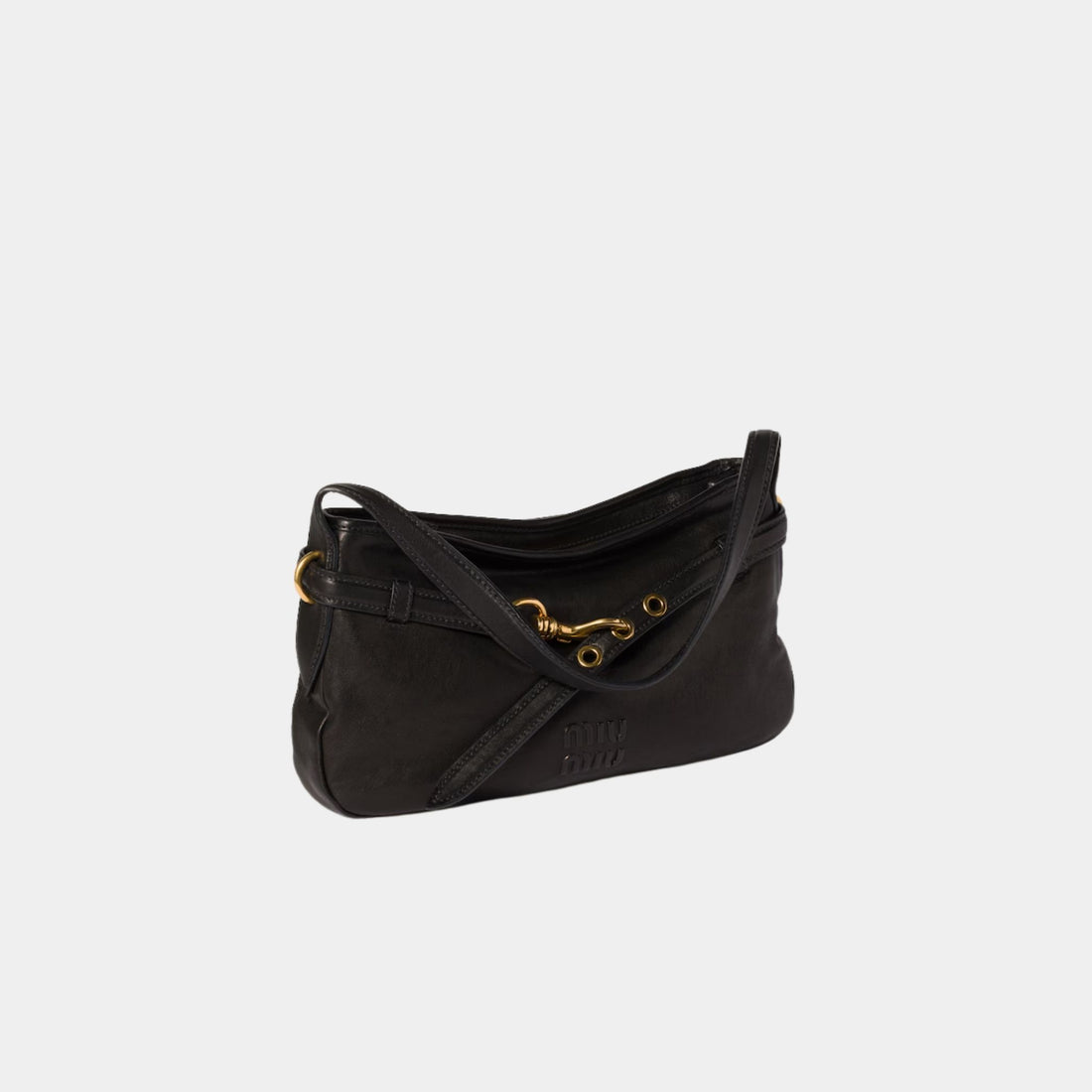 Miu Miu Aventure Nappa Leather Bag, Black, Side