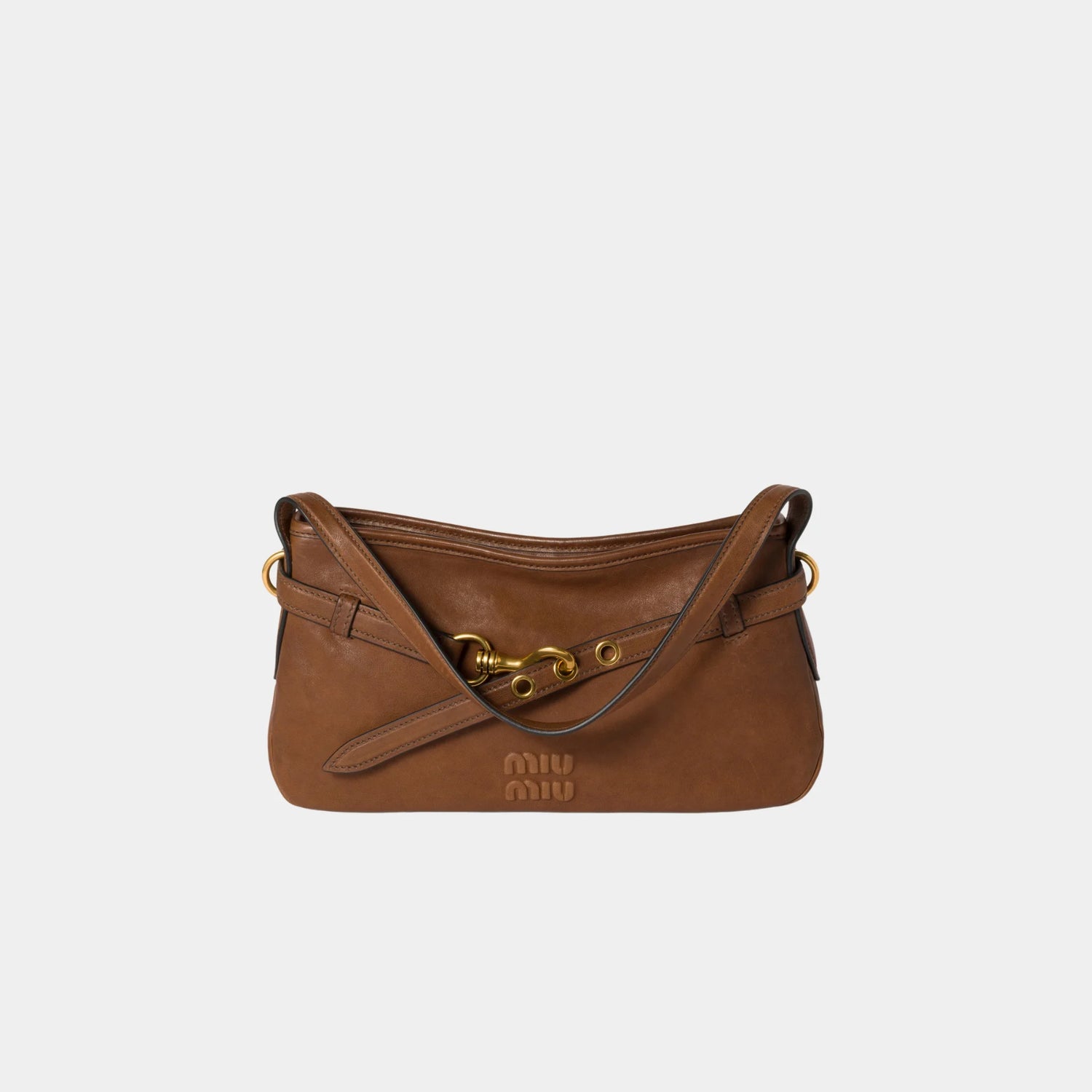 Miu Miu Aventure Nappa Leather Bag, Oak, Front