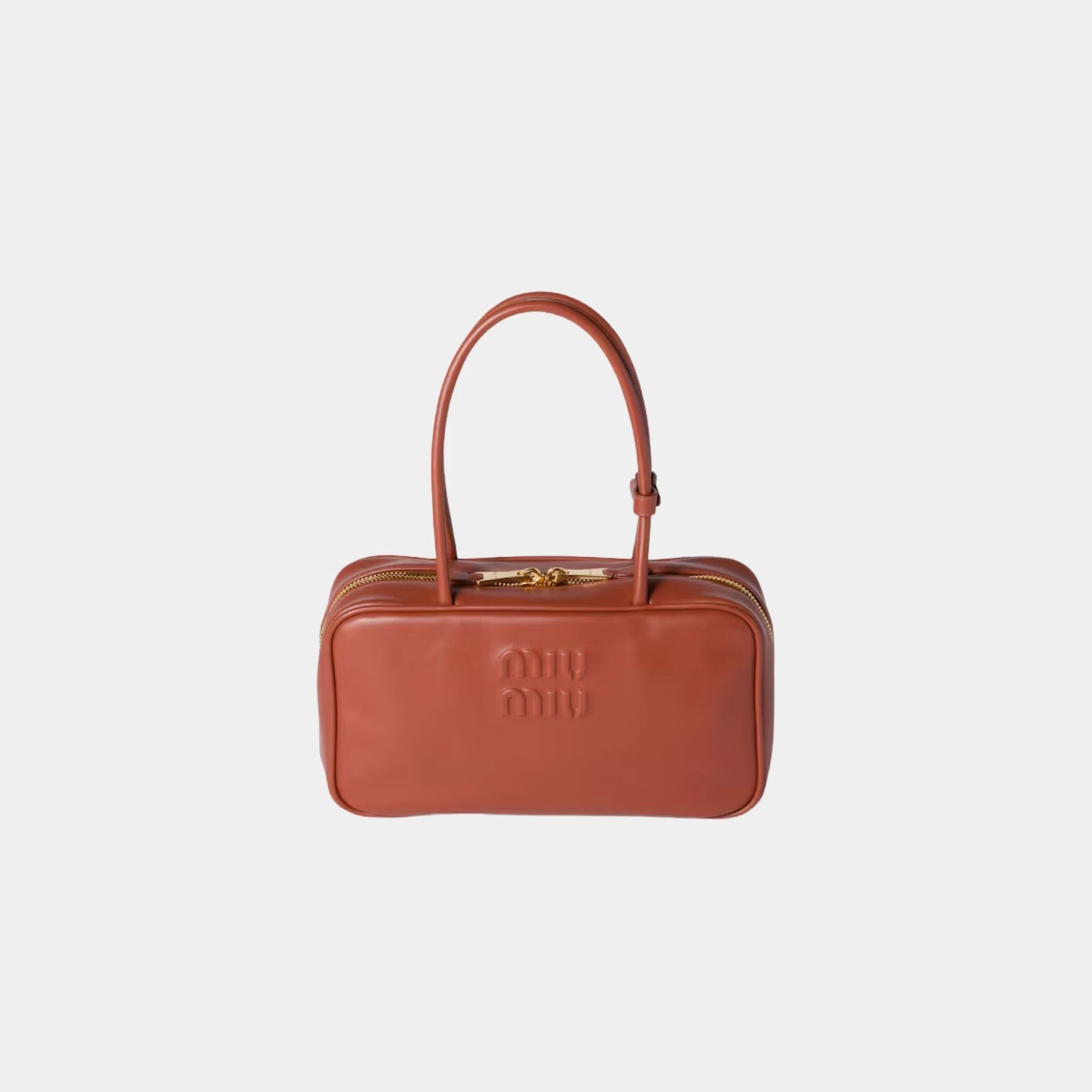 Miu Miu Beau Leather Top-handle Medium Bag, Rust