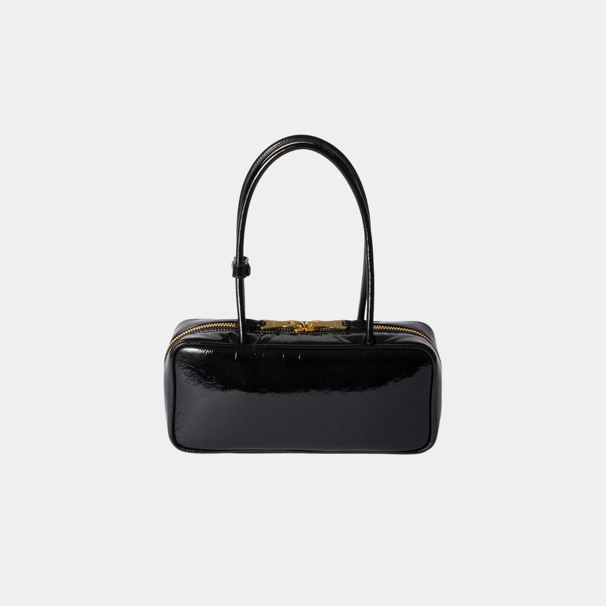 Miu Miu Beau Naplak Patent Leather Bag, Black, Back