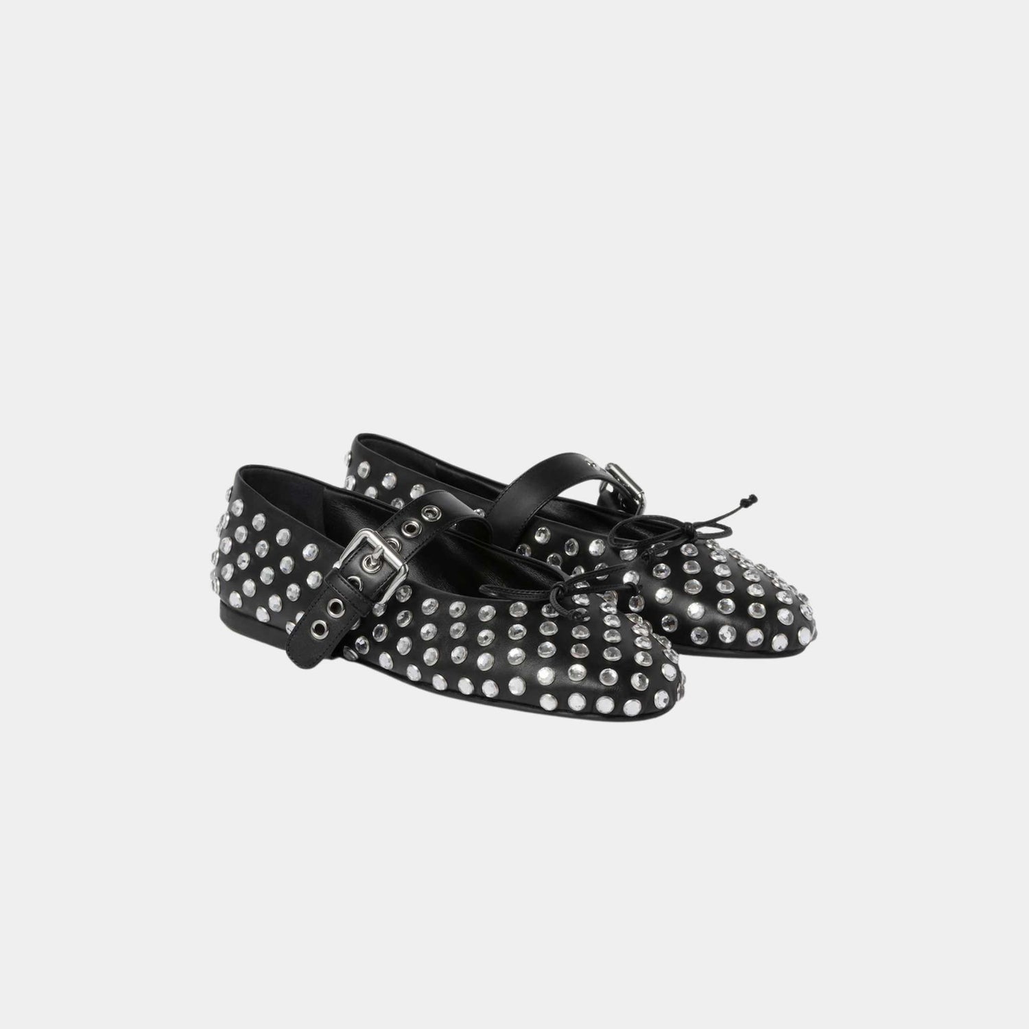 Miu Miu Black Leather Ballerinas , Front