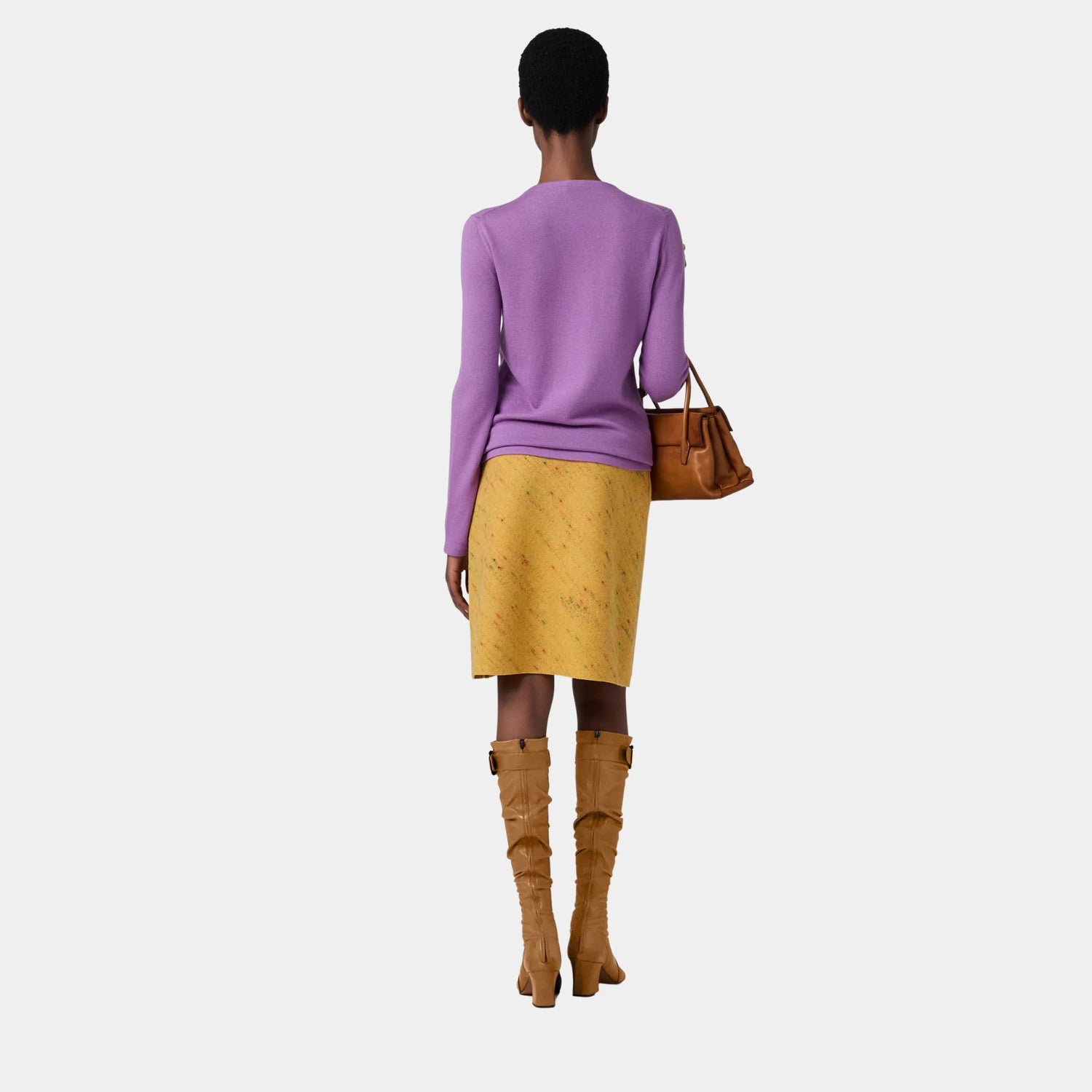 Miu Miu Bouclé Skirt, Mustard, Model, Back