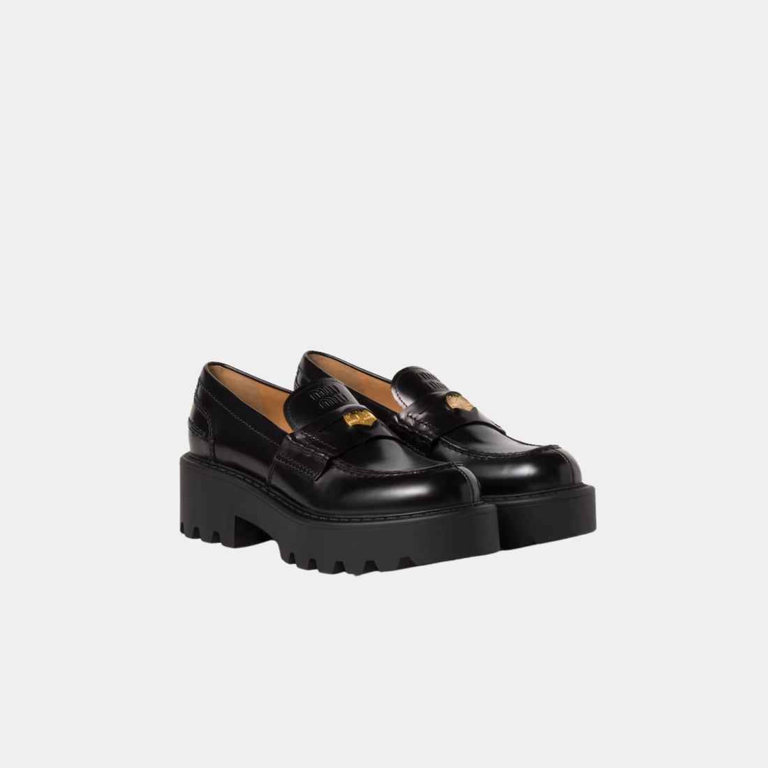 Miu Miu Brushed Leather Loafers, Front