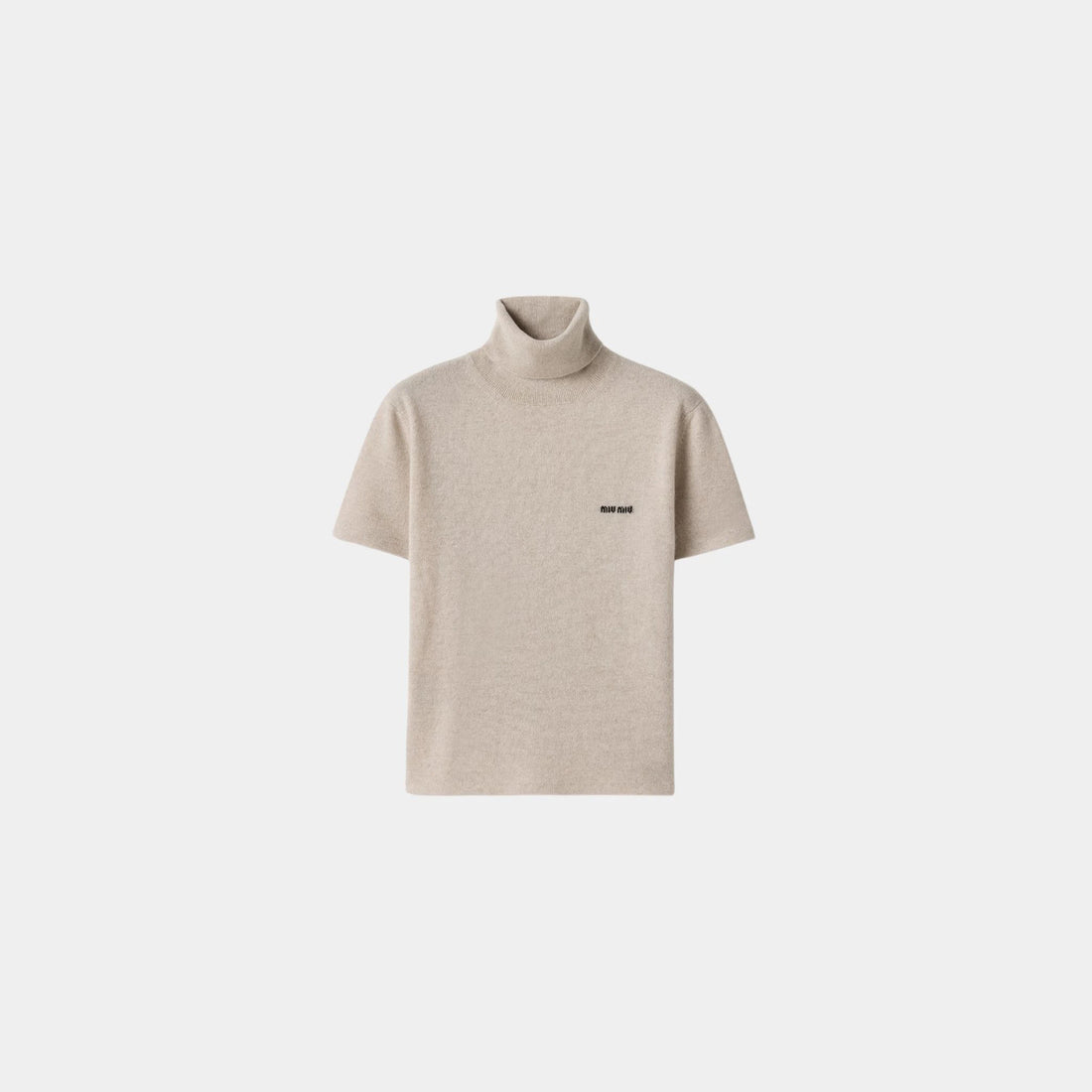 Miu Miu Cashmere Turtleneck Sweater, Sand Beige, Front