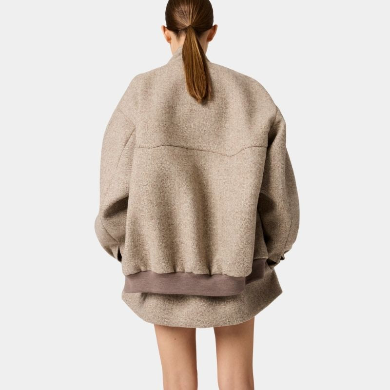 Miu Miu Chevron Blouson Jacket, Khaki, Back View