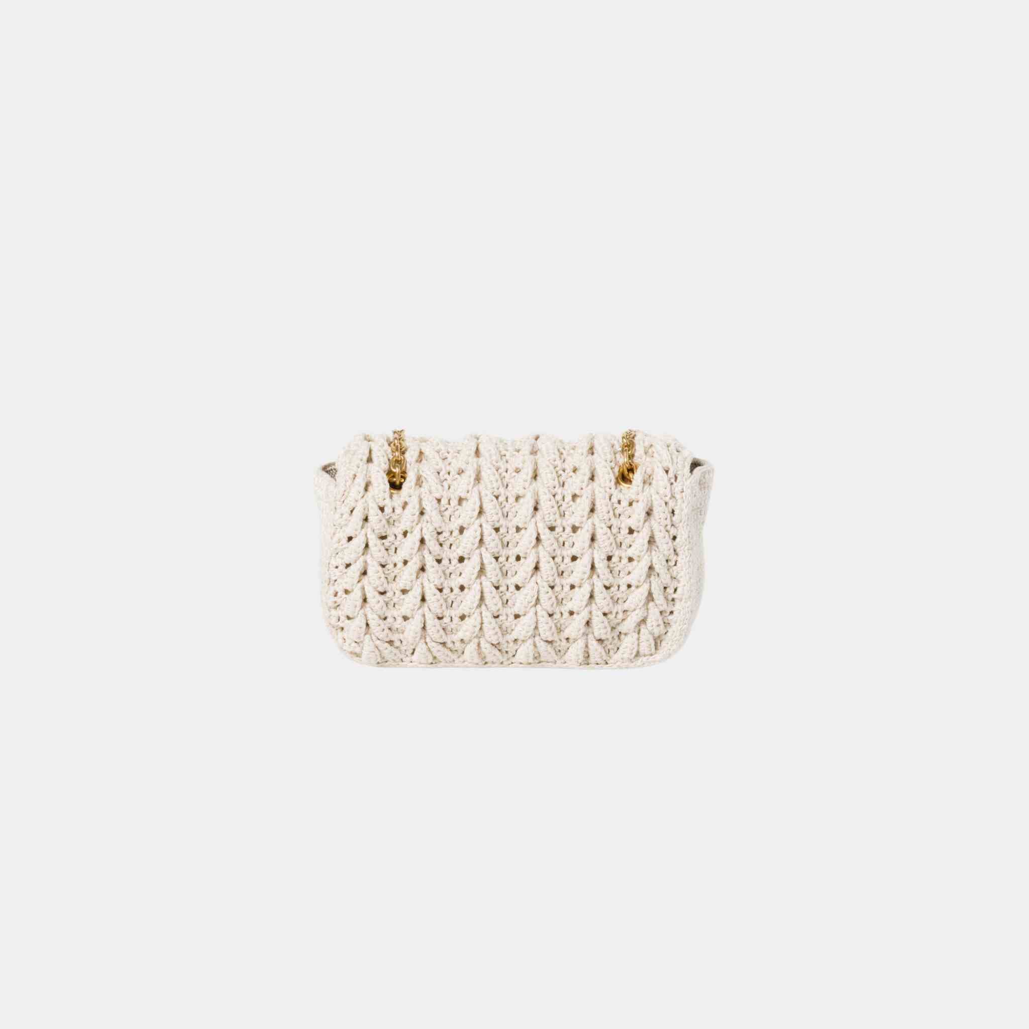 Miu Miu Cotton Cable-Knit Mini-Bag, Corn Flower, back