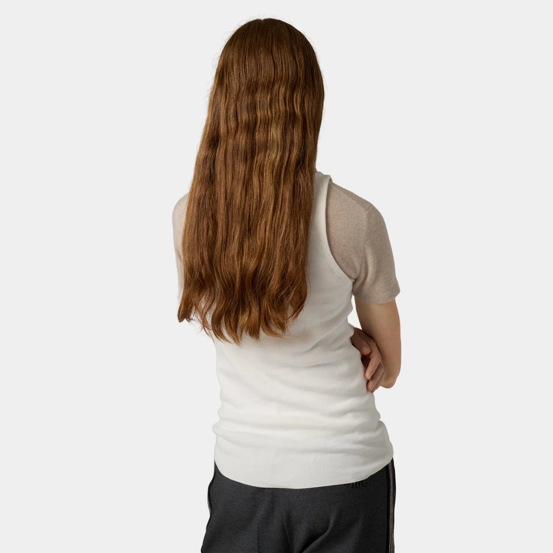 Miu Miu Cotton Knit Tank Top, White, Model, Back