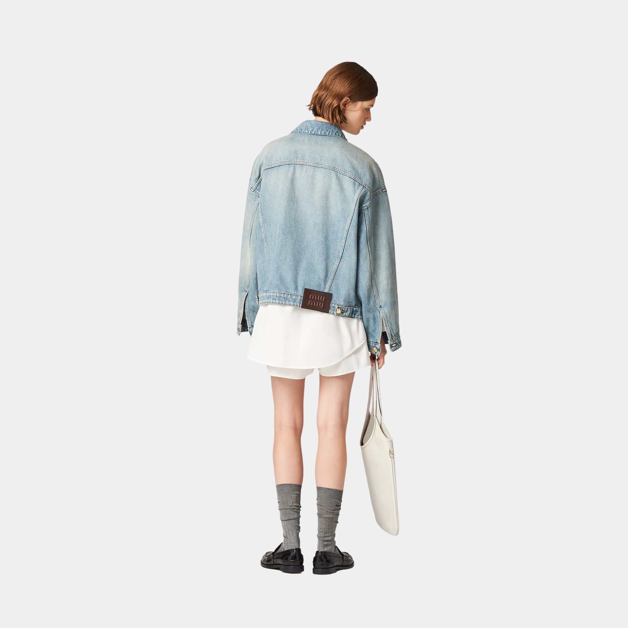 Miu Miu Denim Blouson Jacket, Back, Model