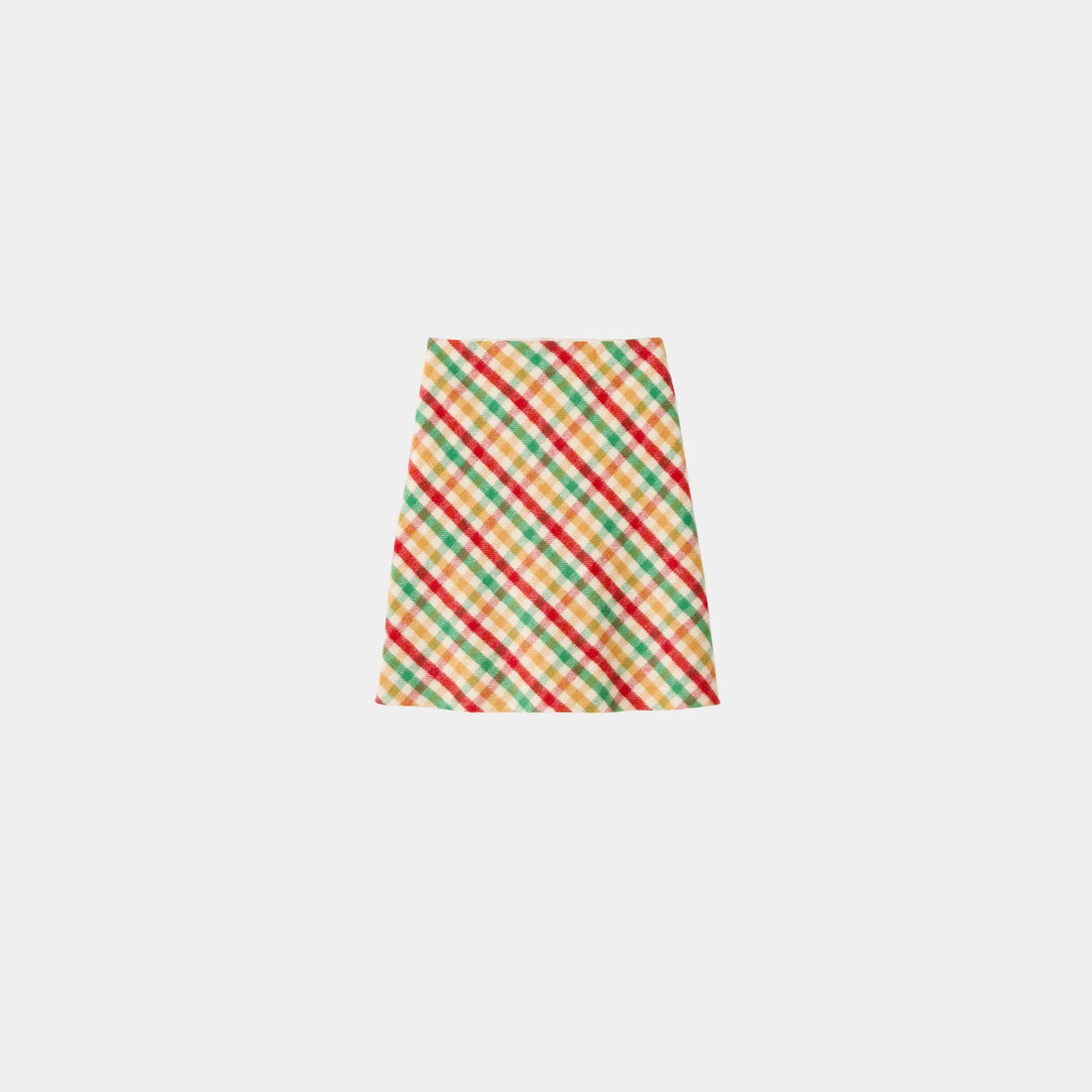 Miu Miu Diagonal Check Skirt, Red, Green, Front