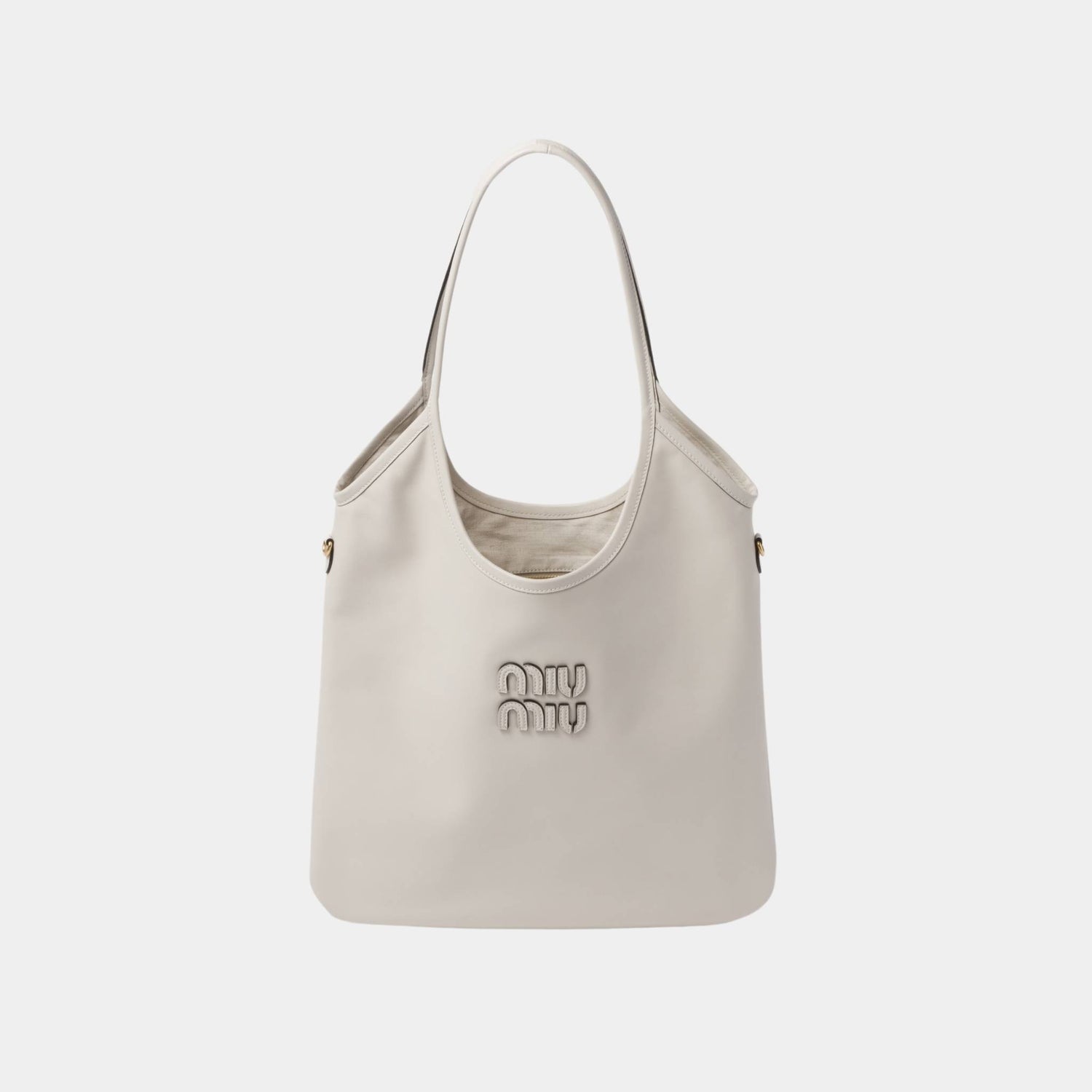 Miu Miu IVY Leather Bag, Chalk White, Front View