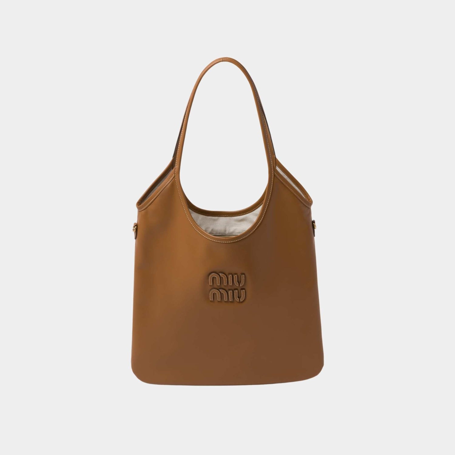 Miu Miu IVY Leather Bag, Cognac, Front View